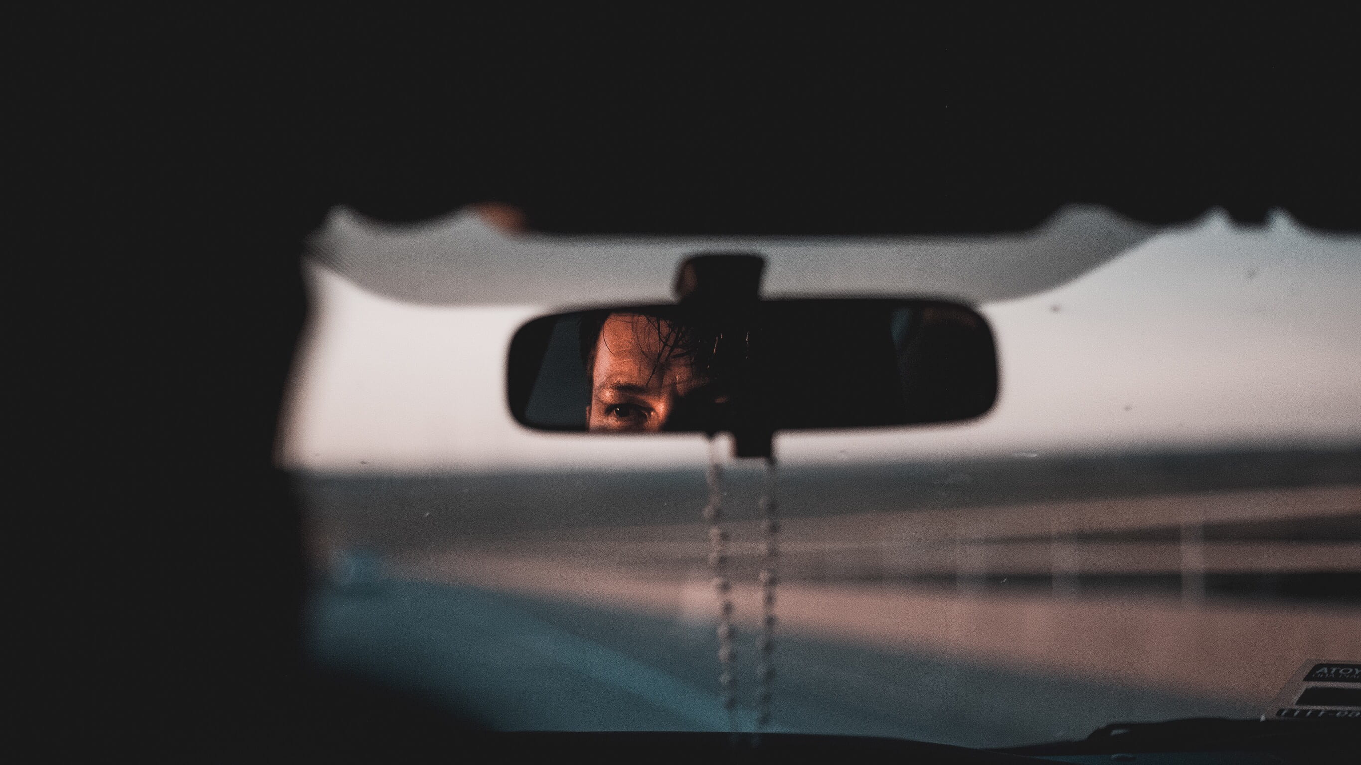 close-up, drive, vehicle interior, framed, travel, car interior, one person, rain, view, viewed, black, on the move, 2K, rear-view mirror, transportation, HD Wallpaper