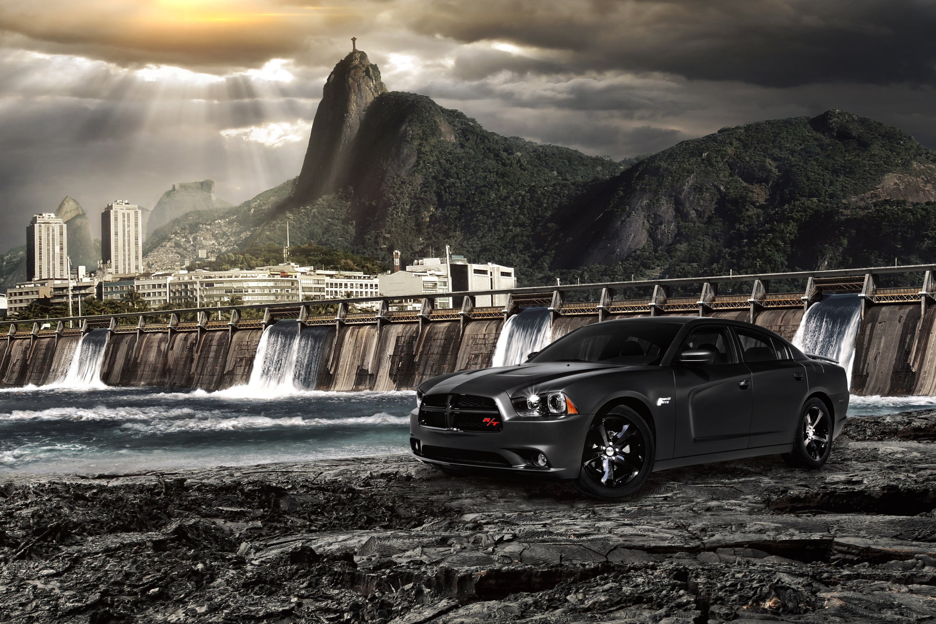 outdoors, 2K, sky, waterfall, power in nature, Fast Five, cloud - sky, flowing water, nature, long exposure, charger, day, mode of transportation, architecture, HD Wallpaper