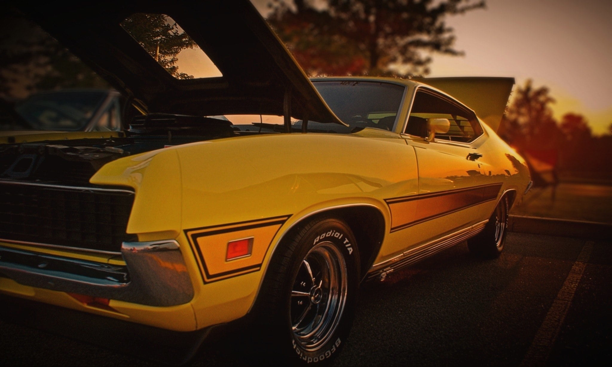 Ford, stationary, transportation, motor vehicle, 63F, no people, architecture, taxi, 1971, car, city, travel, outdoors, yellow, street, Sportsroof, Machine, HD Wallpaper