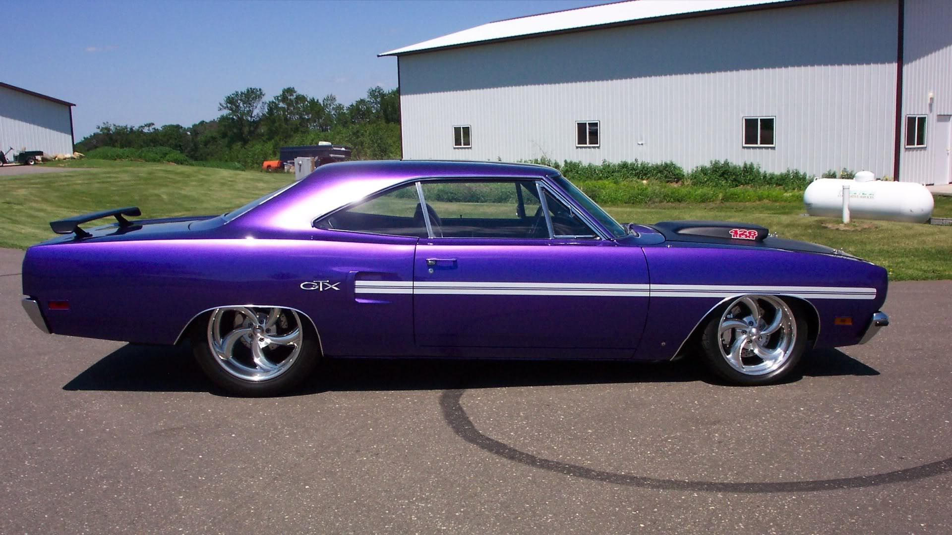hemi, classic, gtx, mopar, cars, 1080P, stripe, plum, HD Wallpaper