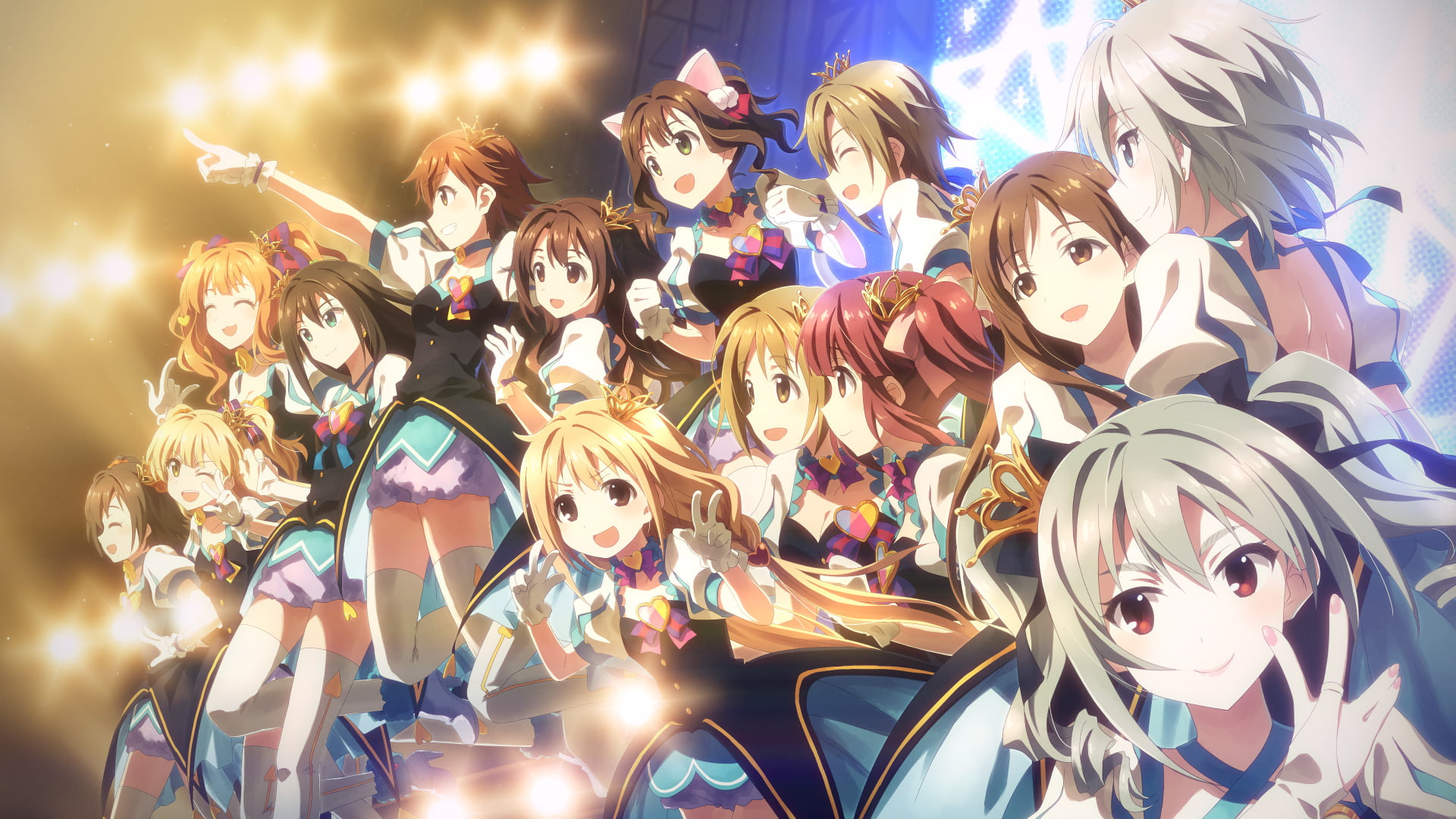 Kirari Moroboshi, human representation, Anime, male likeness, Ranko Kanzaki, night, low angle view, multi colored, festival, disguise, Minami Nitta, Rika Jougasaki, HD Wallpaper