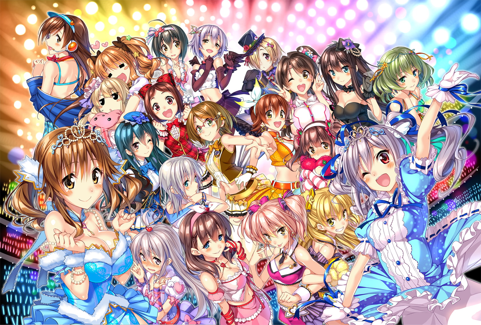 mayu, ogata, girls, blush, anzu, nitta, glasses, idolmaster, futaba, totoki, cinderella, tsuchiya, wink, airi, ako, cleavage, minami, mio, honda, rin, shibuya, HD Wallpaper