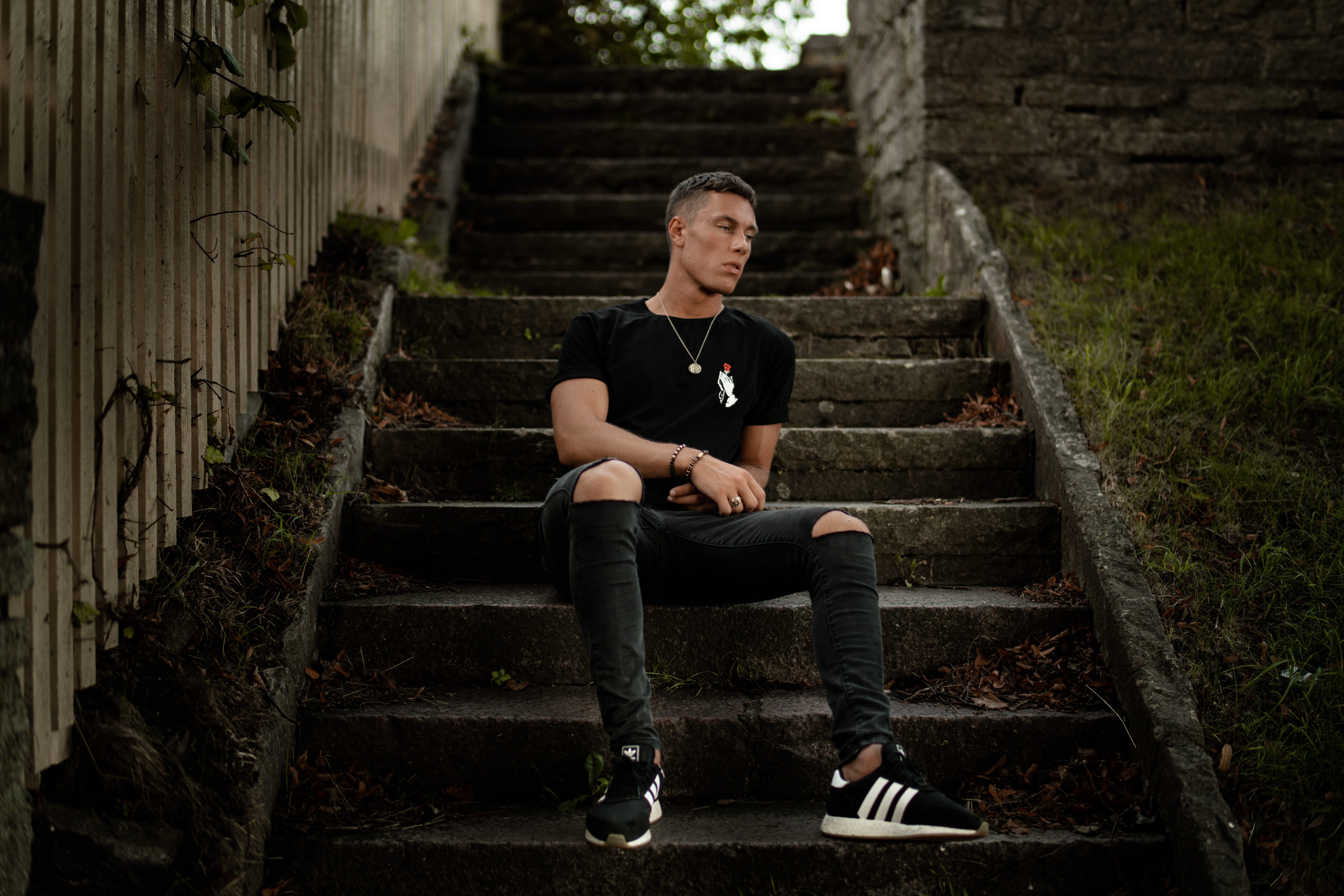 depression - Sadness, one Person, outdoors, nature, urban Scene, sit, loneliness, stairwell, love, only Men, male Beauty, portrait, city Life, one Man Only, HD Wallpaper