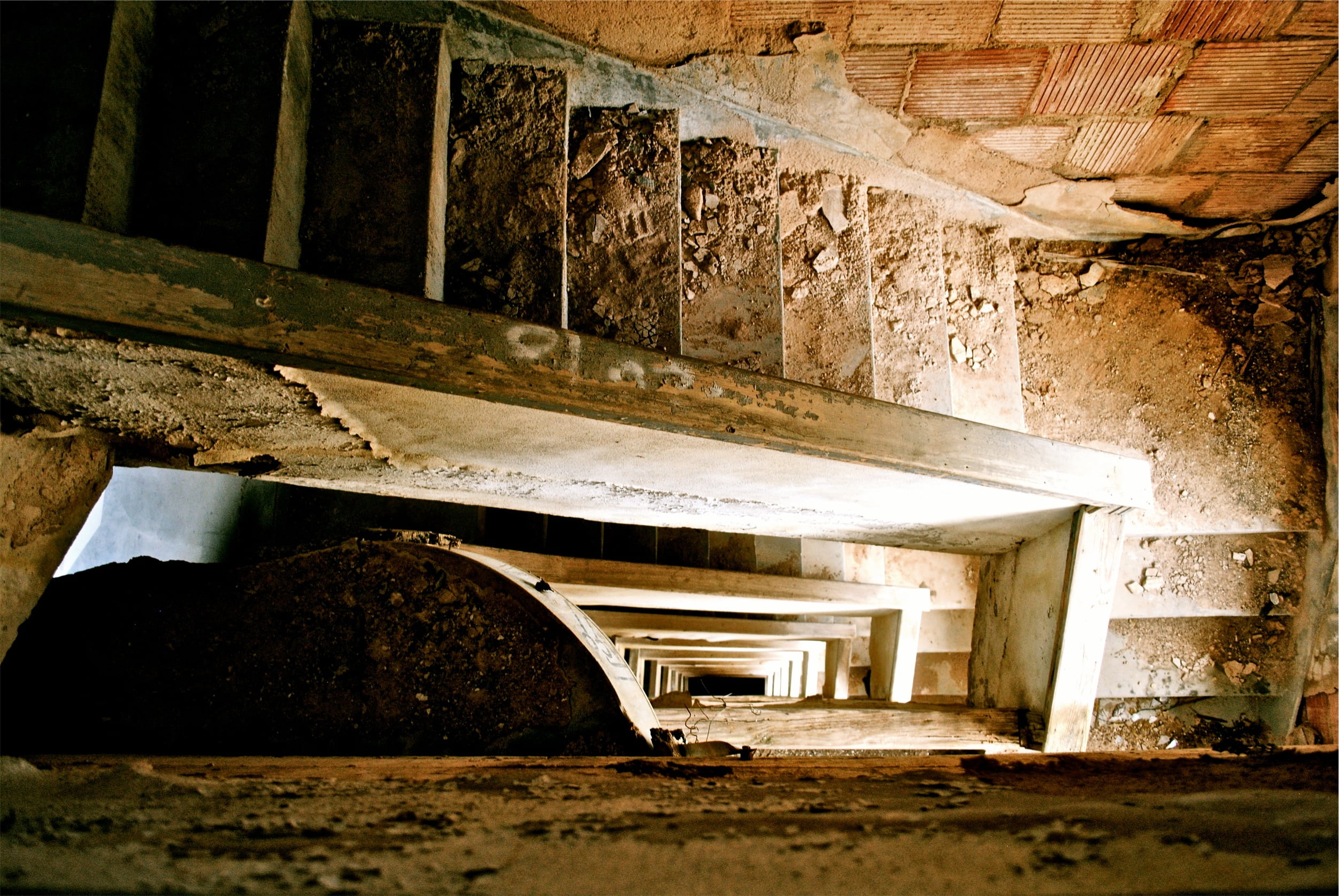 1080P, decay, stairwell, steps, cellar, building, underground, decline, indoors, bad condition, run-down, stairway, obsolete, history, no people, rocks, HD Wallpaper