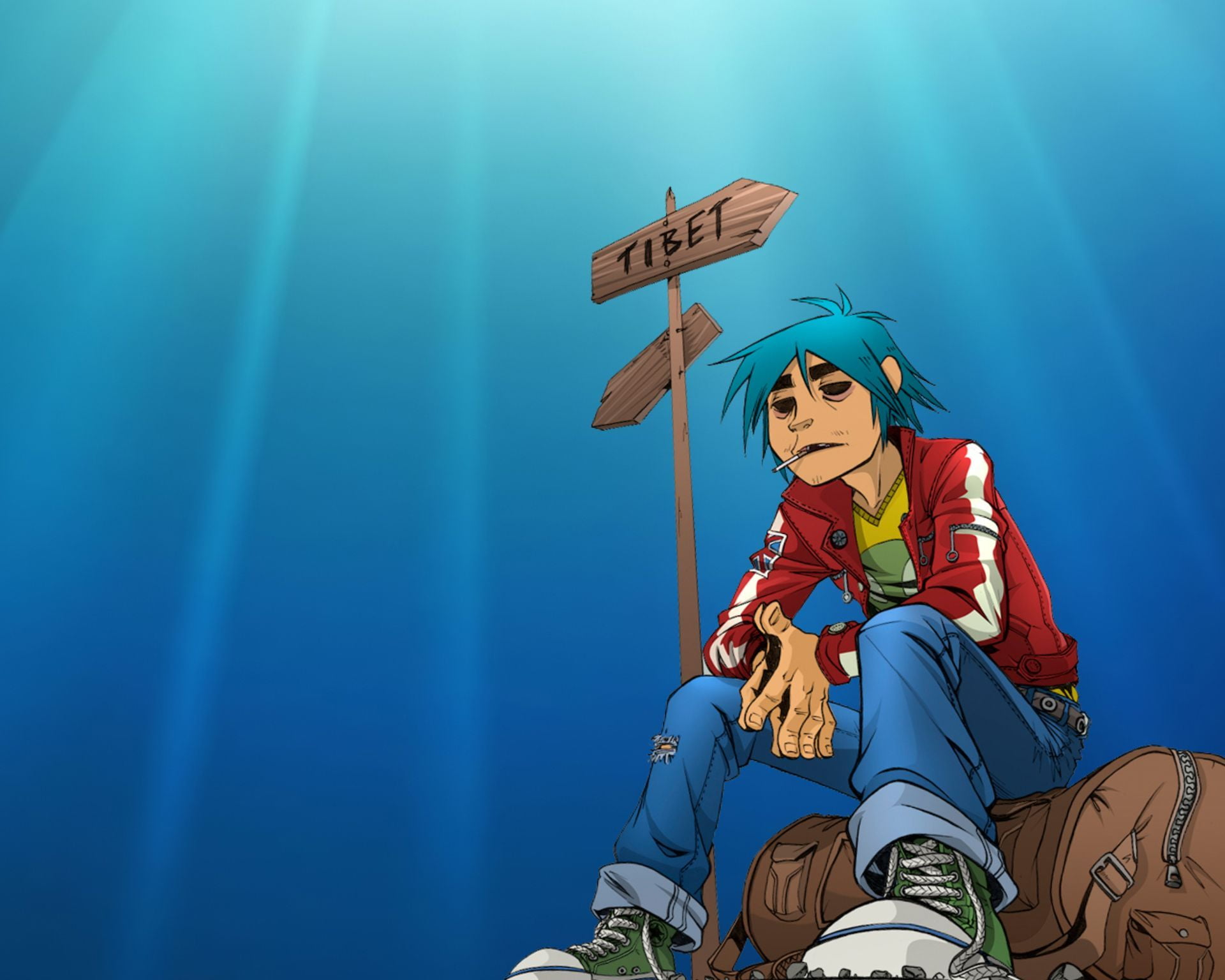 sky, lifestyles, childhood, outdoors, indoors, teenager, toy, gorillaz, illustration, character, sitting, readers., 1080P, looking, hair, people, sport, HD Wallpaper