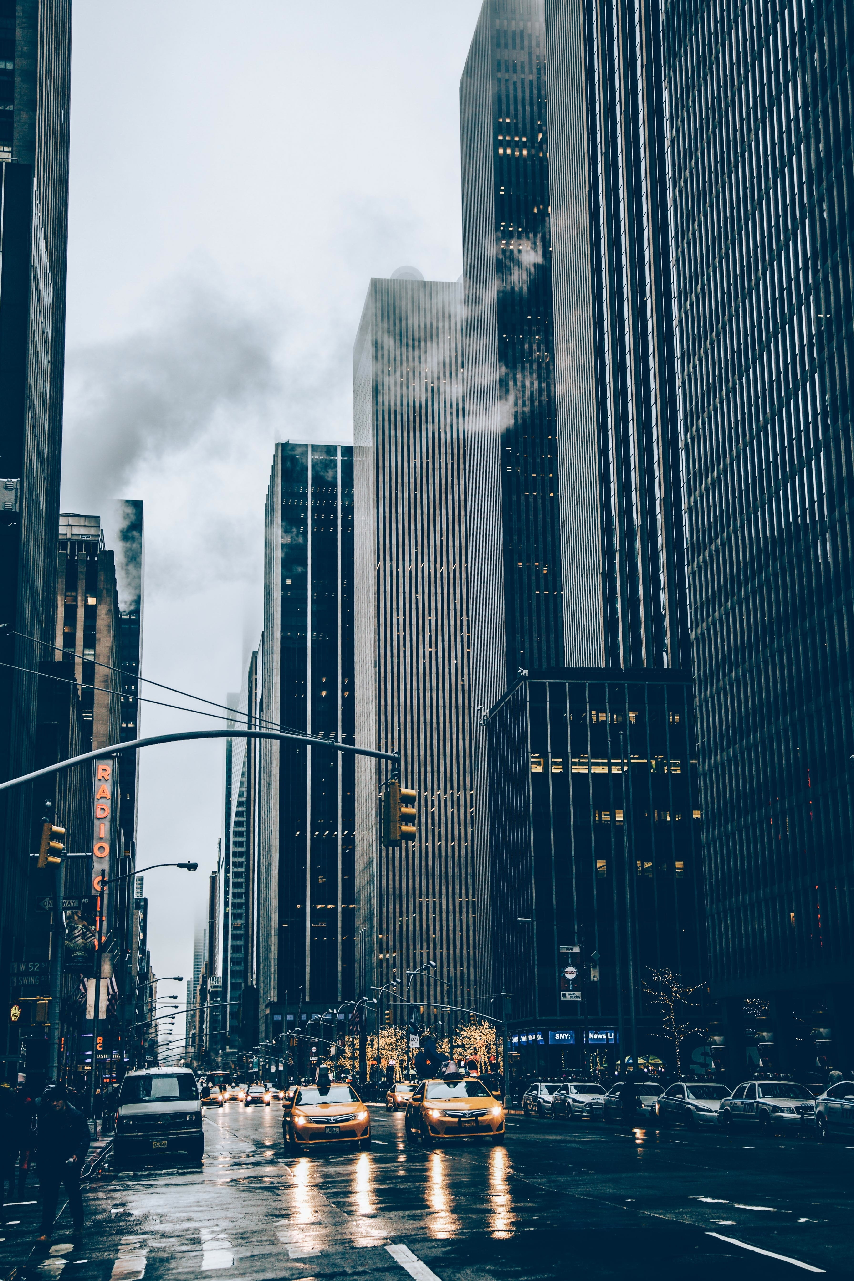 car, manhattan, day, financial district, avenue of the americas, cloud - sky, mode of transportation, outdoors, tall - high, transportation, 5K, smoke, Phone HD Wallpaper