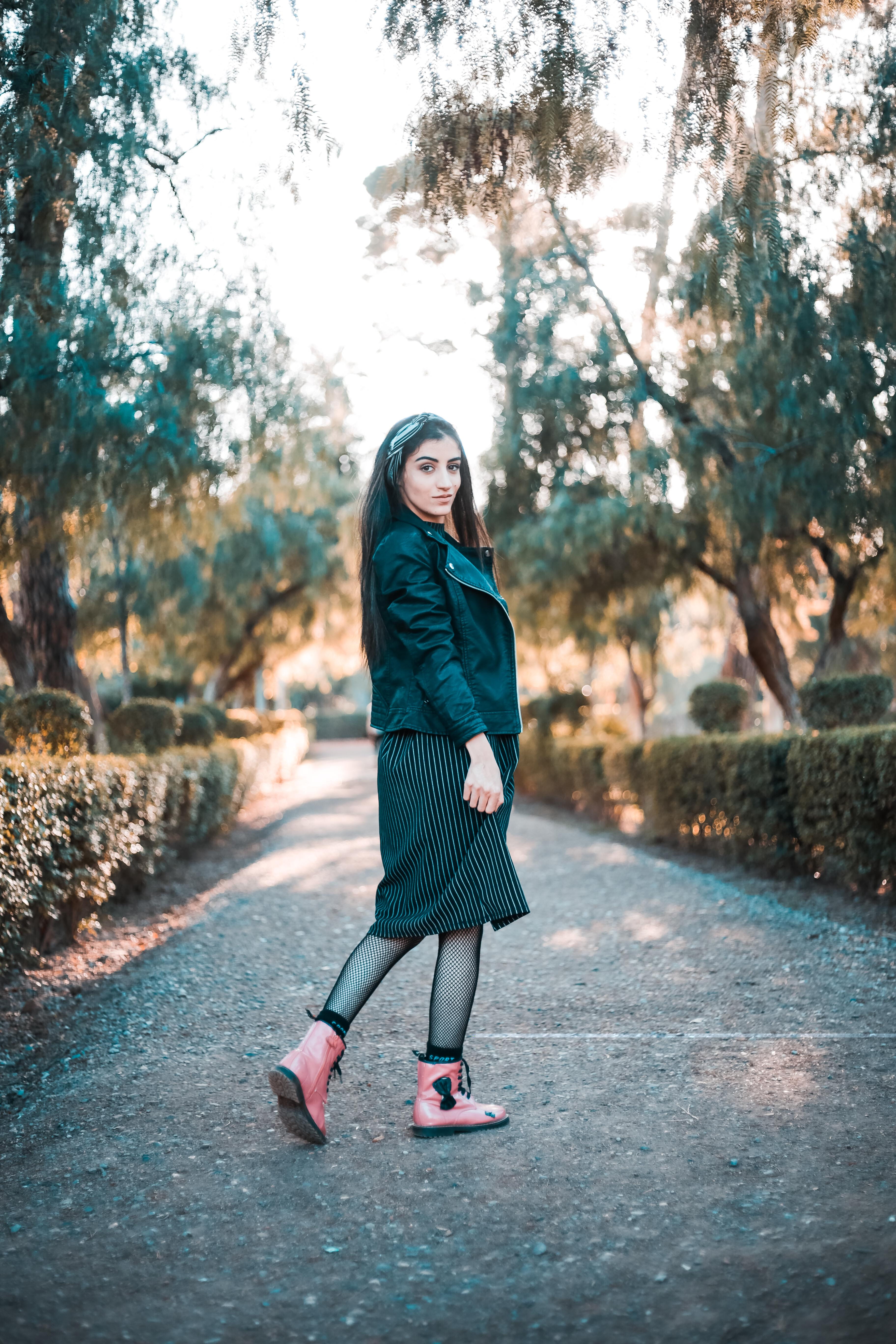 beauty, photography, boots, fashion, hairstyle, female model, female, casual clothing, woman, jacket, photoshoot, park, attractive, real people, road, pretty, Phone HD Wallpaper