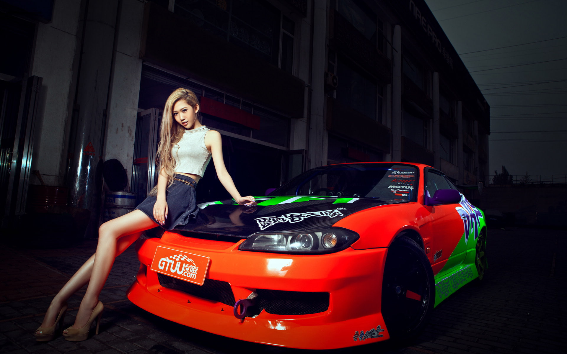 girl, korean model, 1080P, car, model, auto, Asian, machine, nissan silvia, S15, HD Wallpaper