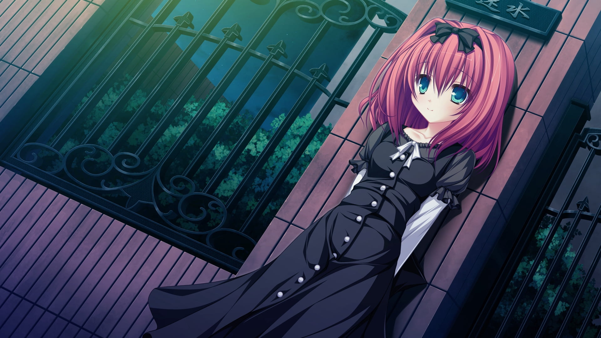 hayama mai, mikagami mamizu, illustration, outdoors, one Person, 1080P, architecture, green color, night, building exterior, no people, mannequin, dress, HD Wallpaper