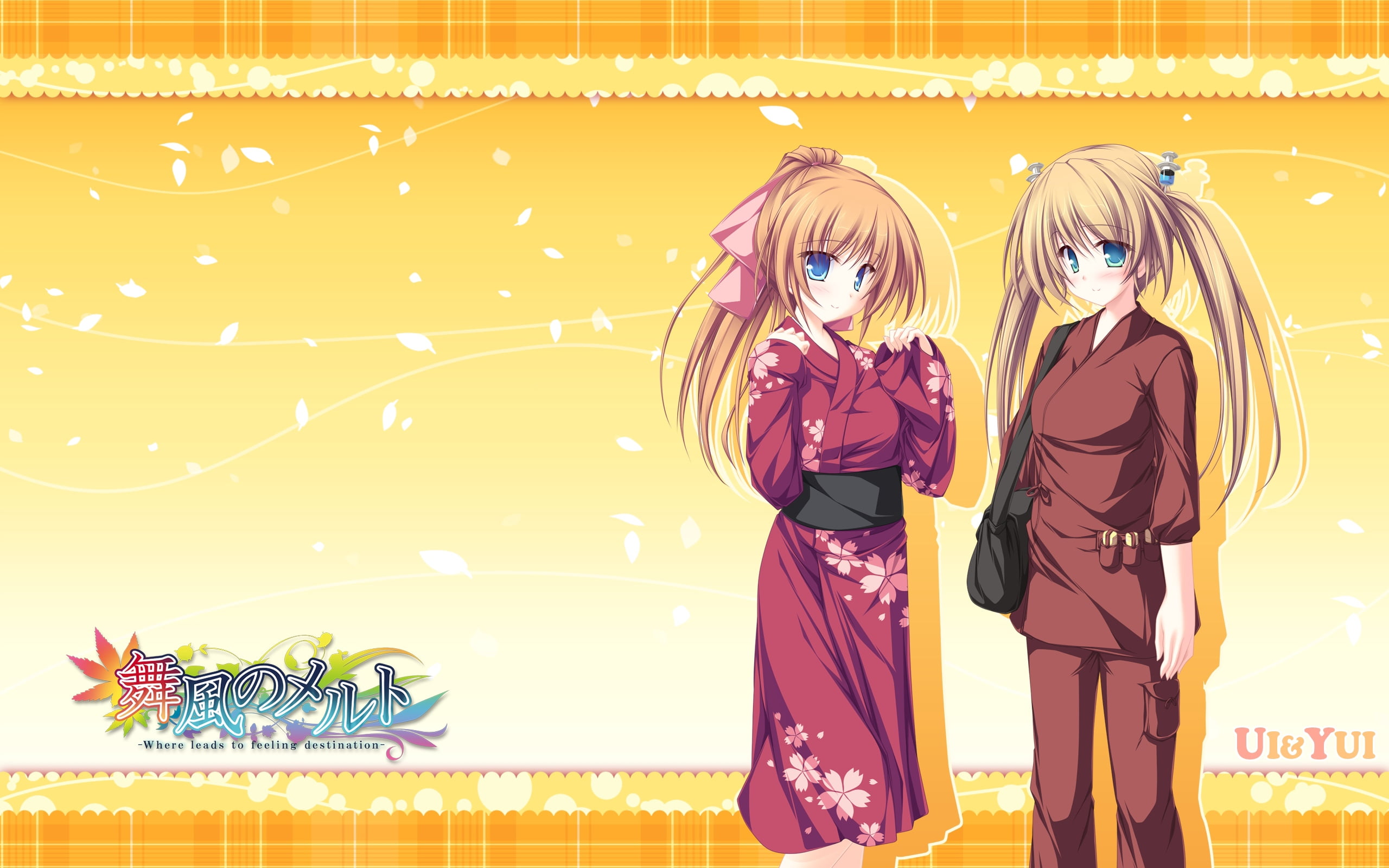 hisagihara ui, togetherness, 2K, vector, blond Hair, three quarter length, female, young women, young Adult, cheerful, blonde, computer Graphic, backgrounds, HD Wallpaper