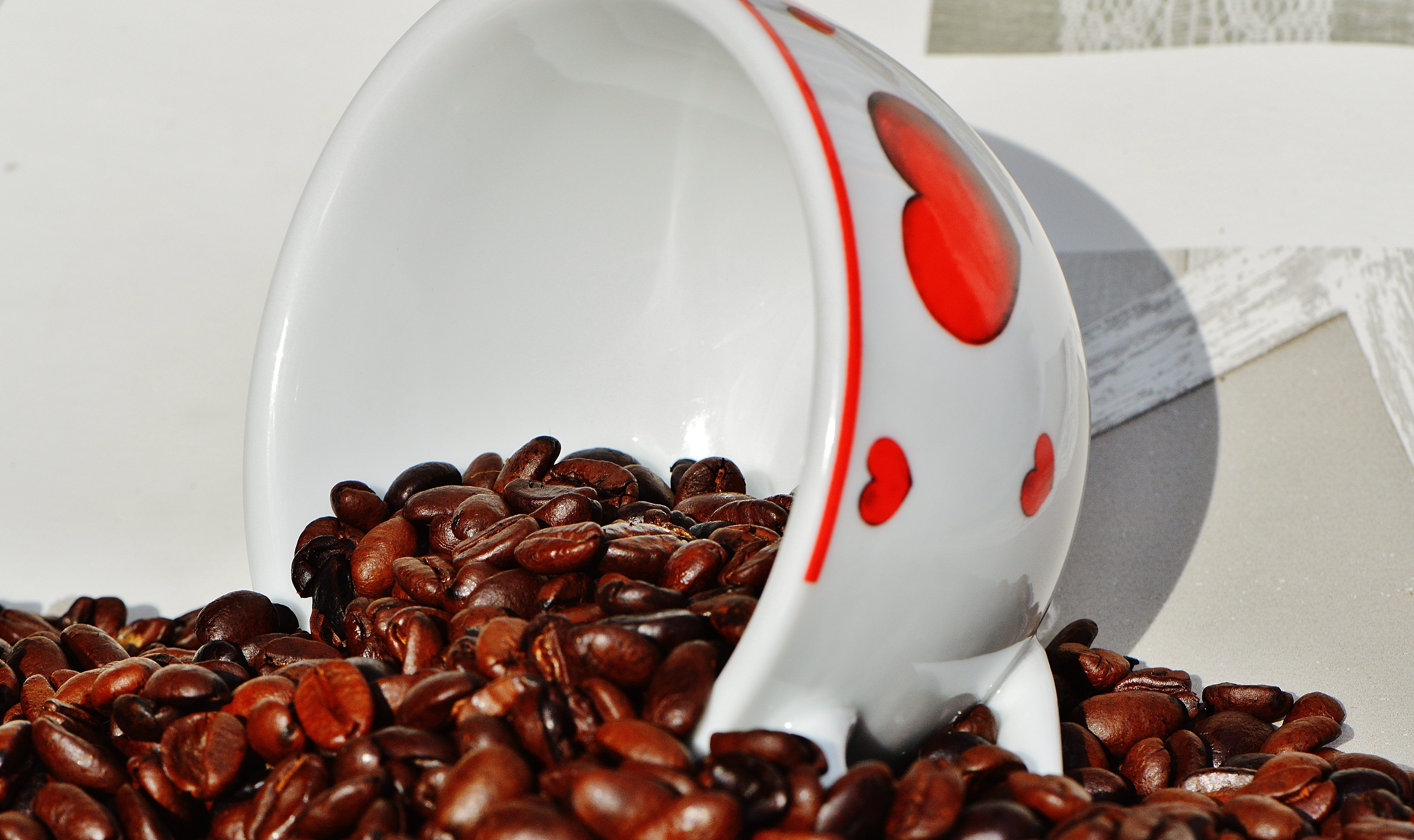 snack, valentines day, coffee - drink, Cup, food and drink, good morning, table, benefit from, Love, roasted, breakfast, close-up, coffee cup, beans, abundance, HD Wallpaper