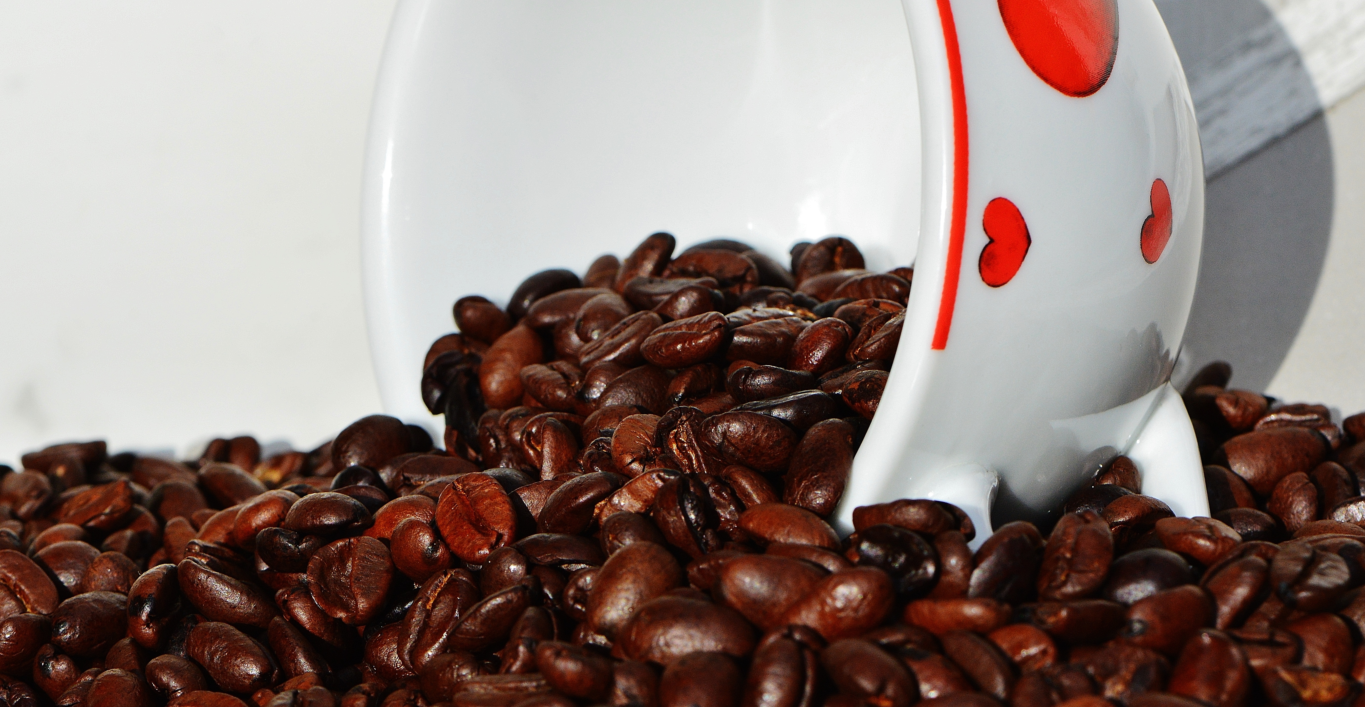 benefit from, coffee cup, caffeine, breakfast, fragrance, beans, porcelain, still life, coffee beans, abundance, heart, cafe, for two, break, coffee, freshness, HD Wallpaper