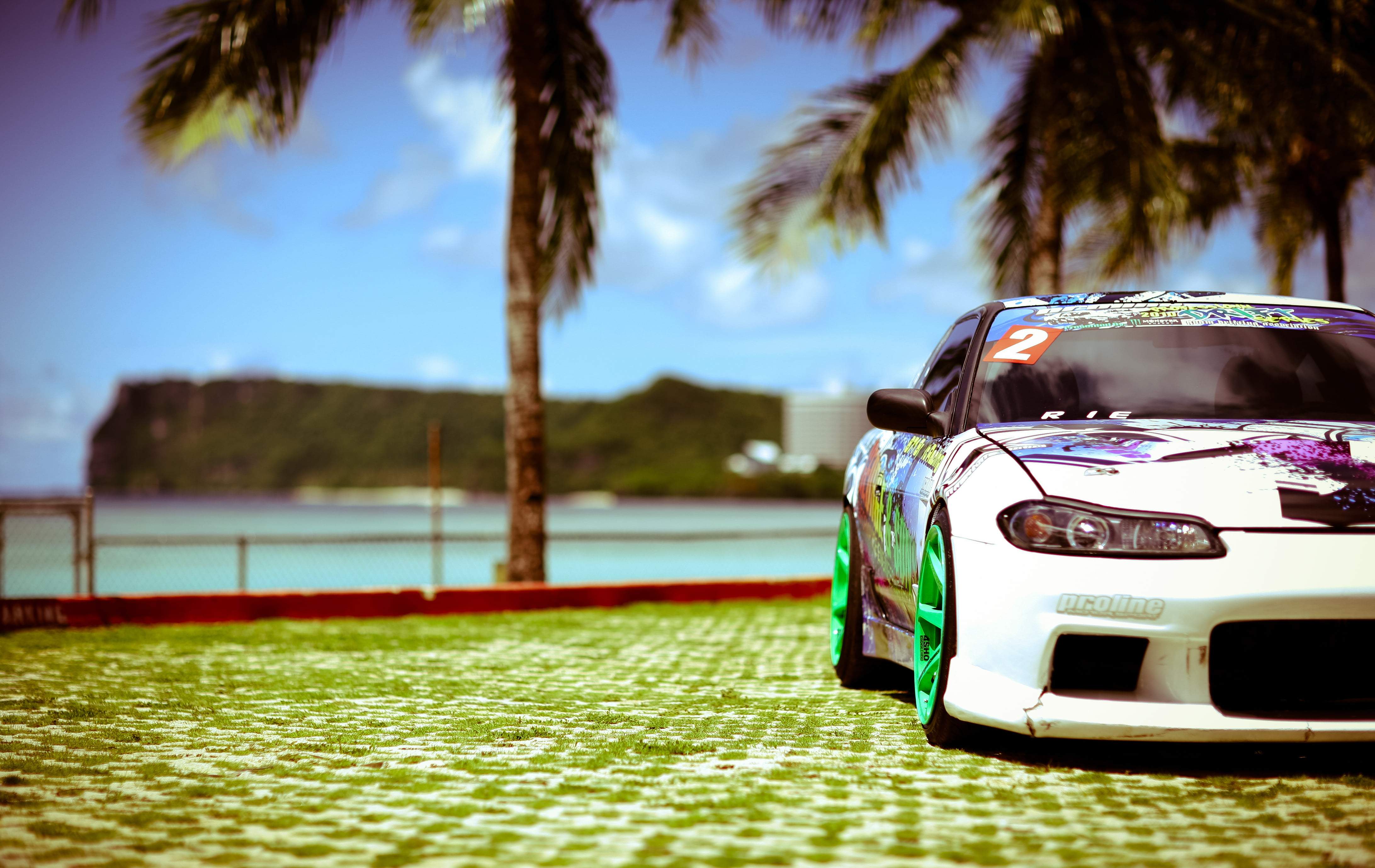 outdoors, vintage car, mode of transportation, transportation, tree, coupe, palm trees, Nissan, luxury, Silvia, day, land vehicle, sunlight, nature, palm tree, HD Wallpaper