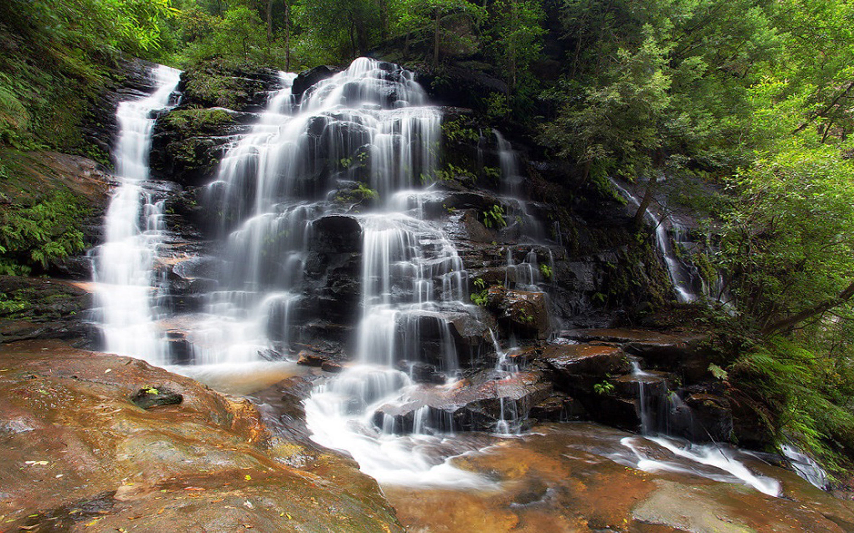 beauty in nature, no people, long exposure, rock - object, rainforest, scenics - nature, hd, waterfall, flowing, casado, water, flowing water, land, plant, HD Wallpaper