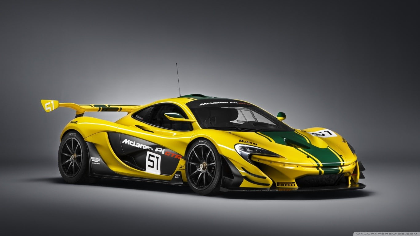 mclaren p1, p, racecar, yellow, mclaren, 720P, speed, HD Wallpaper