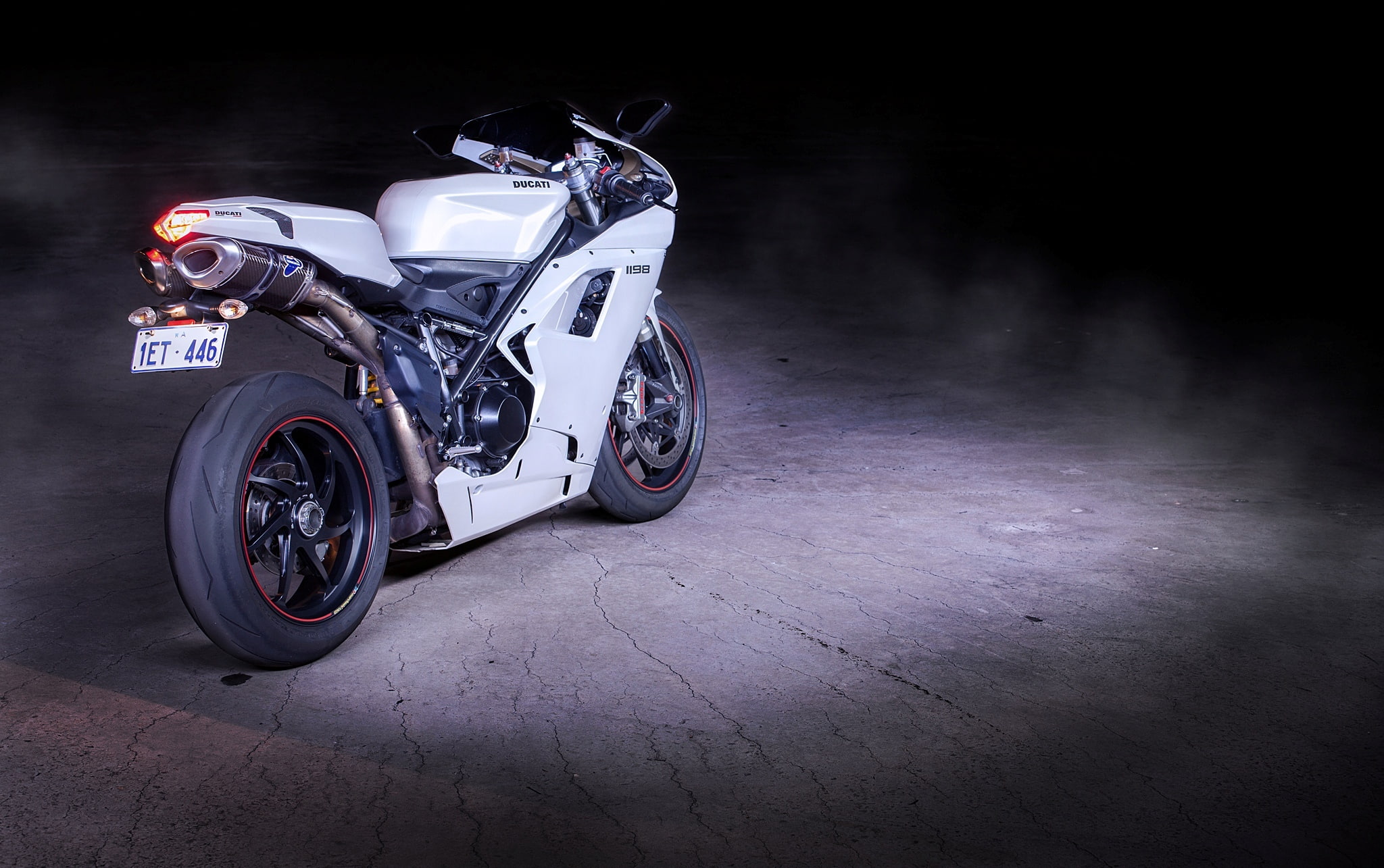 bike, city, indoors, Ducati, rear view, no people, black color, sports race, sport, motorcycle, 1198, motion, sports, tire, black, mode of transportation, HD Wallpaper