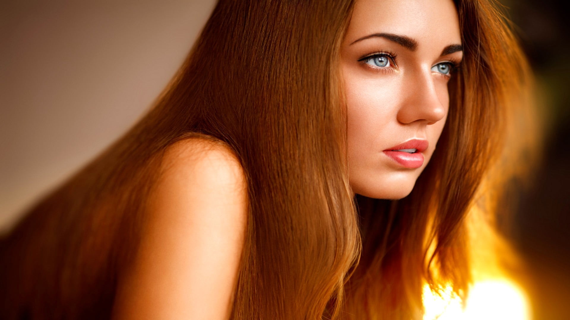 brown hair, headshot, 1080P, human hair, long hair, Marina Isayeva, human face, indoors, women, blue eyes, looking at camera, redhead, fashion, beautiful people, HD Wallpaper