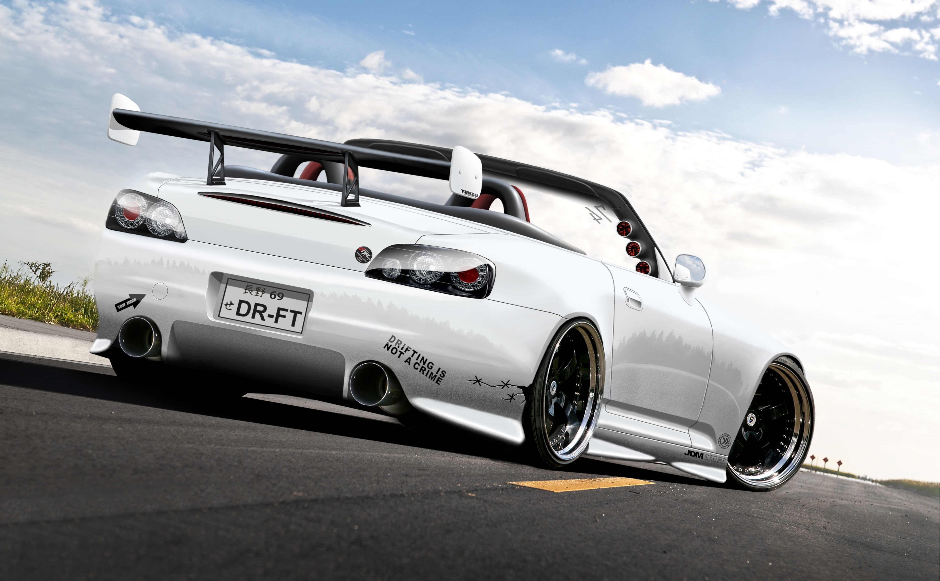 cloud - sky, outdoors, day, road, nature, S2000, silver colored, sky, no people, Driftcar, street, Honda, mode of transportation, land vehicle, motor vehicle, HD Wallpaper