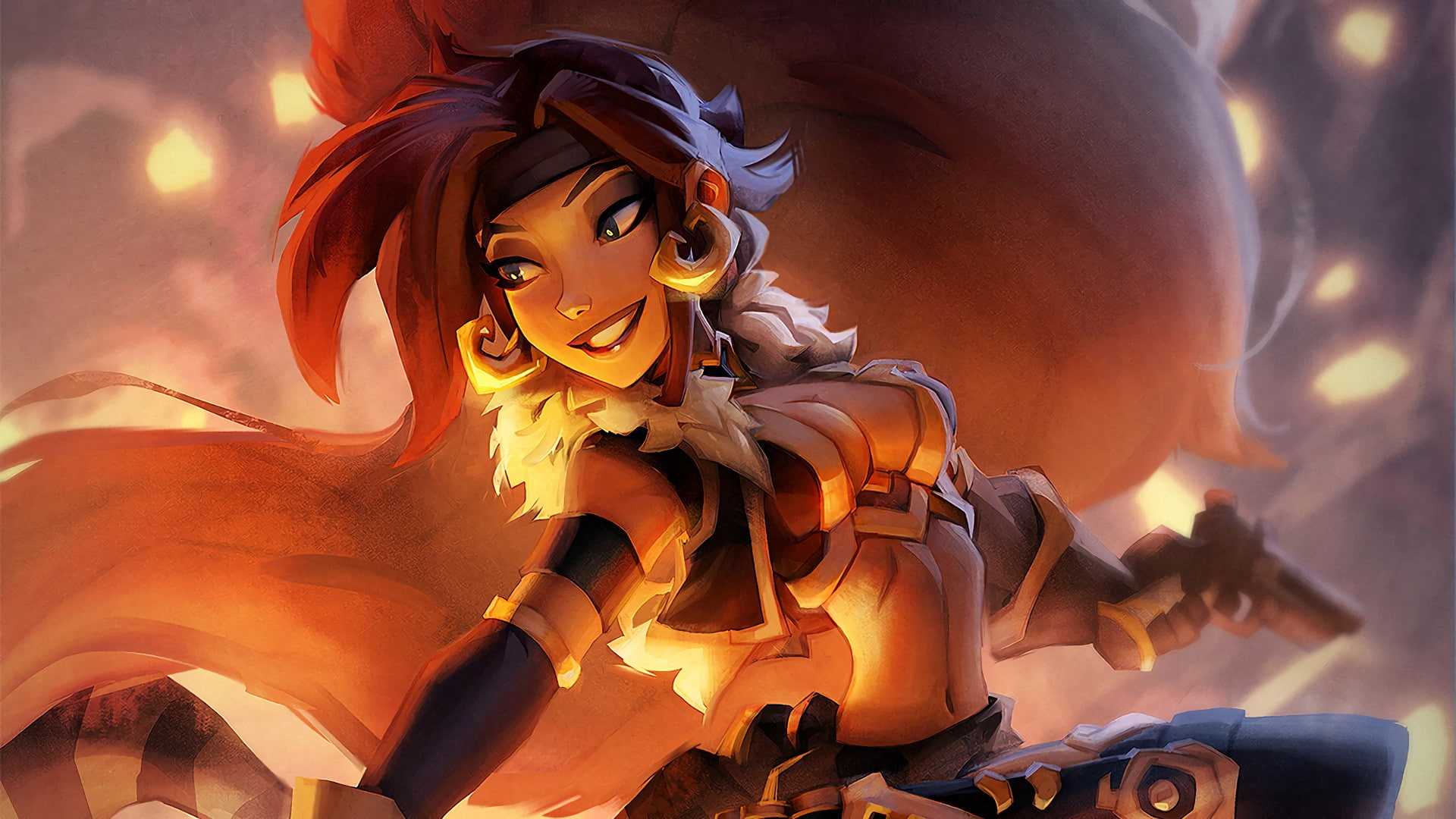 happy, 1080P, digital art, fantasy art, Battle Chasers, HD Wallpaper