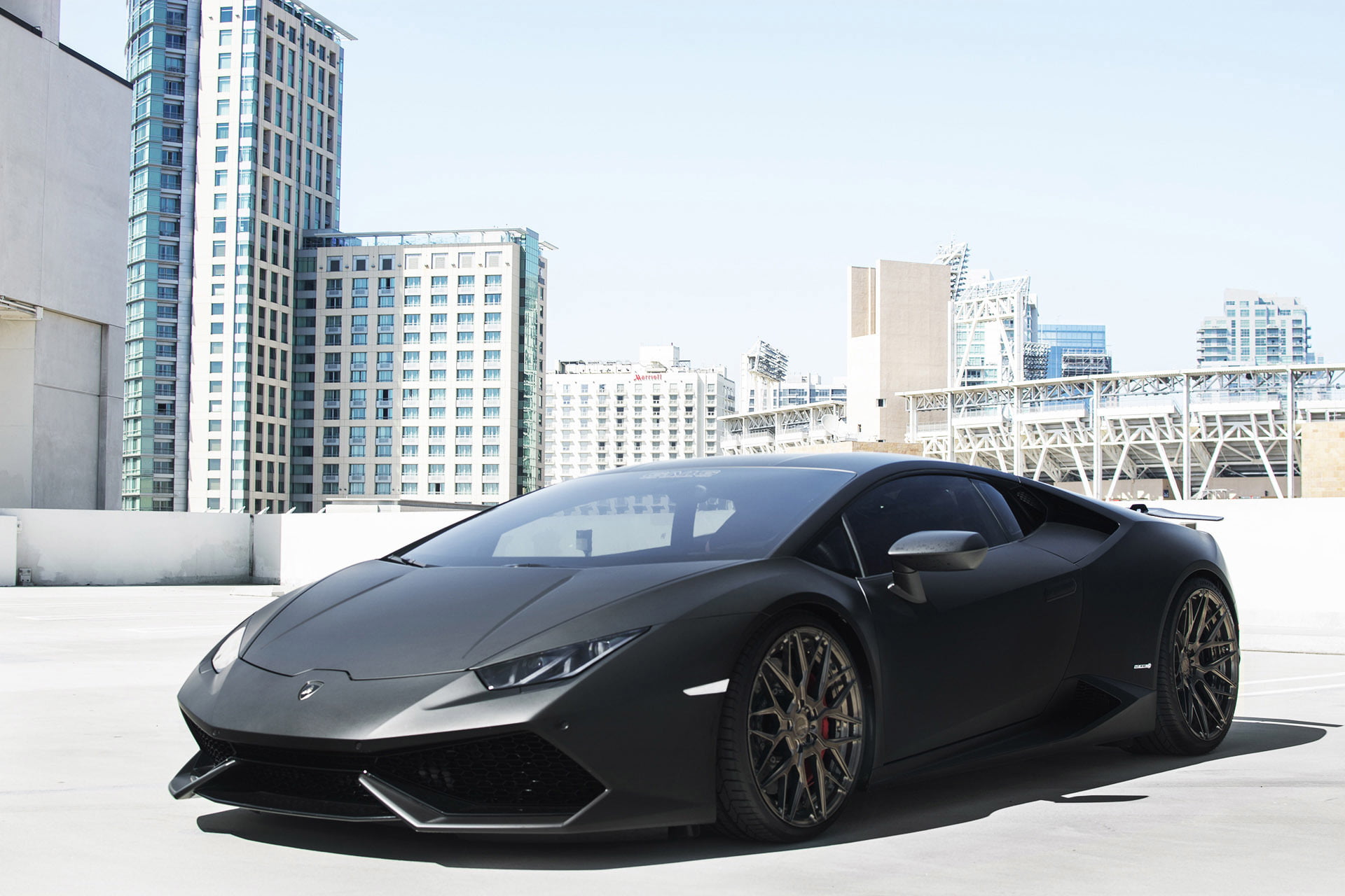 side view, black, new, urban Scene, luxury, sports, wheel, speed, lamborghini, motor Vehicle, land Vehicle, architecture, fuel and Power Generation, day, HD Wallpaper