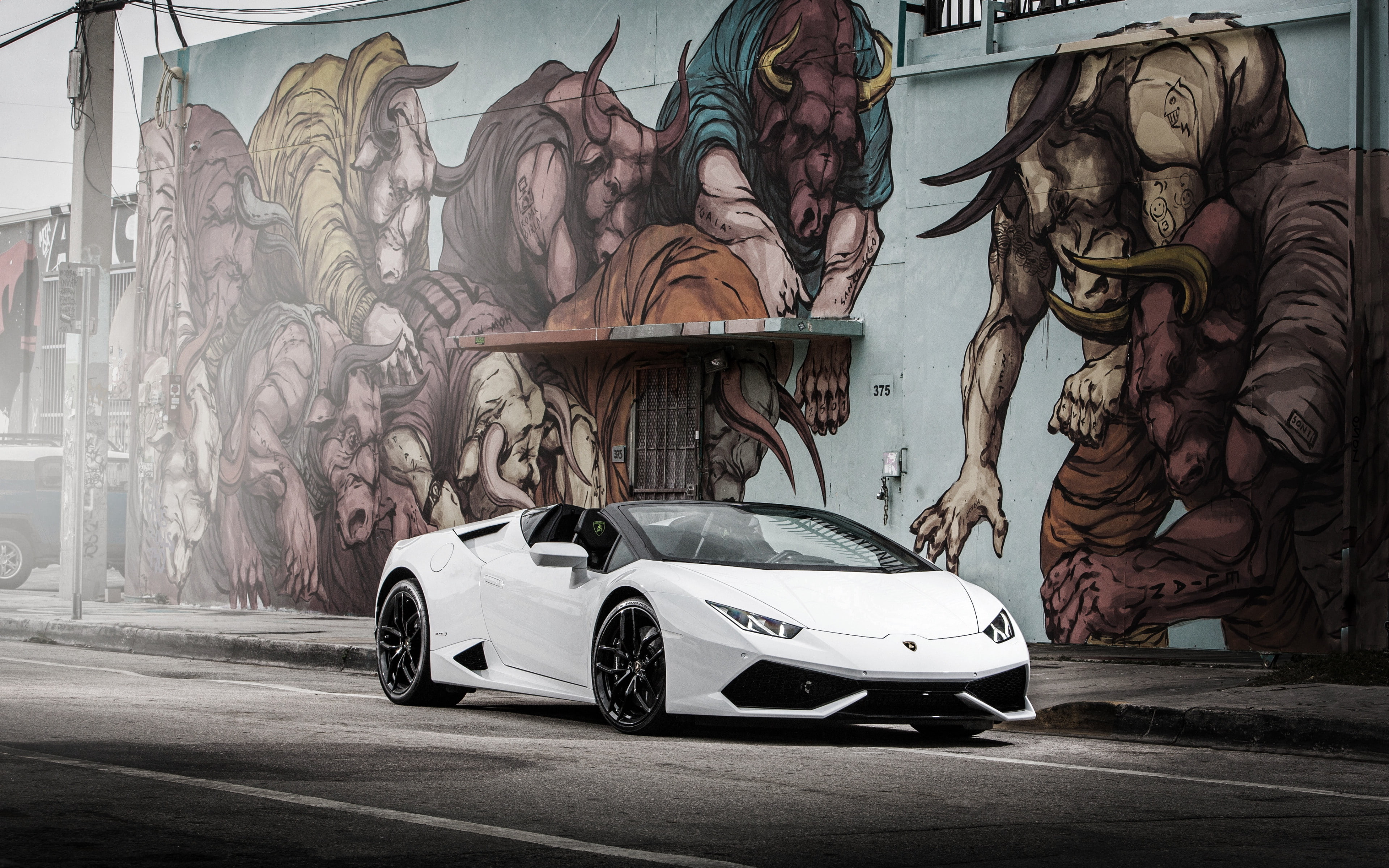 white, huracan backgrounds, side view, download 3840x2400 lamborghini, lamborghini, 4K, HD Wallpaper