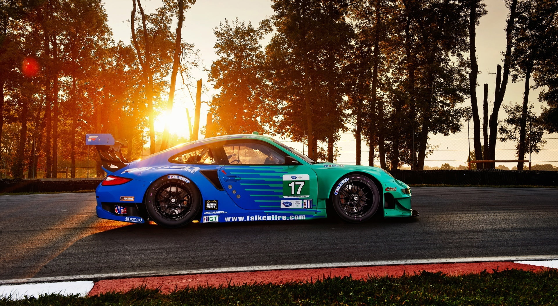 sunset, motion, city, Cars, car, blue, mode of transportation, no people, nature, land vehicle, plant, 1080P, sky, on the move, day, green, Falken, coupe, HD Wallpaper