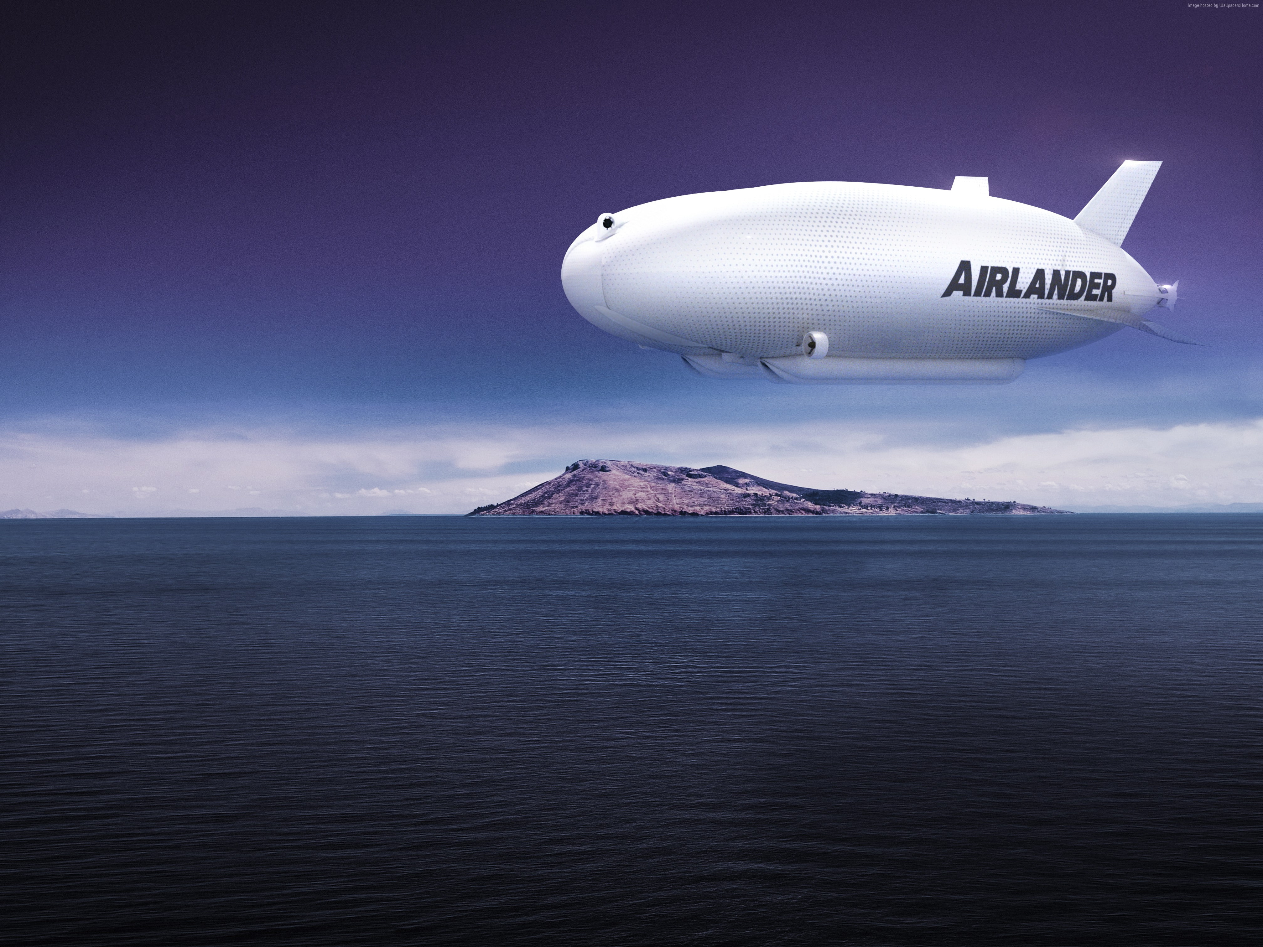 transportation, horizon over water, travel, no people, sea, Vehicles HAV 304 Airlander, water, U.S. Air Force, outdoors, digital composite, nature, flying, HD Wallpaper