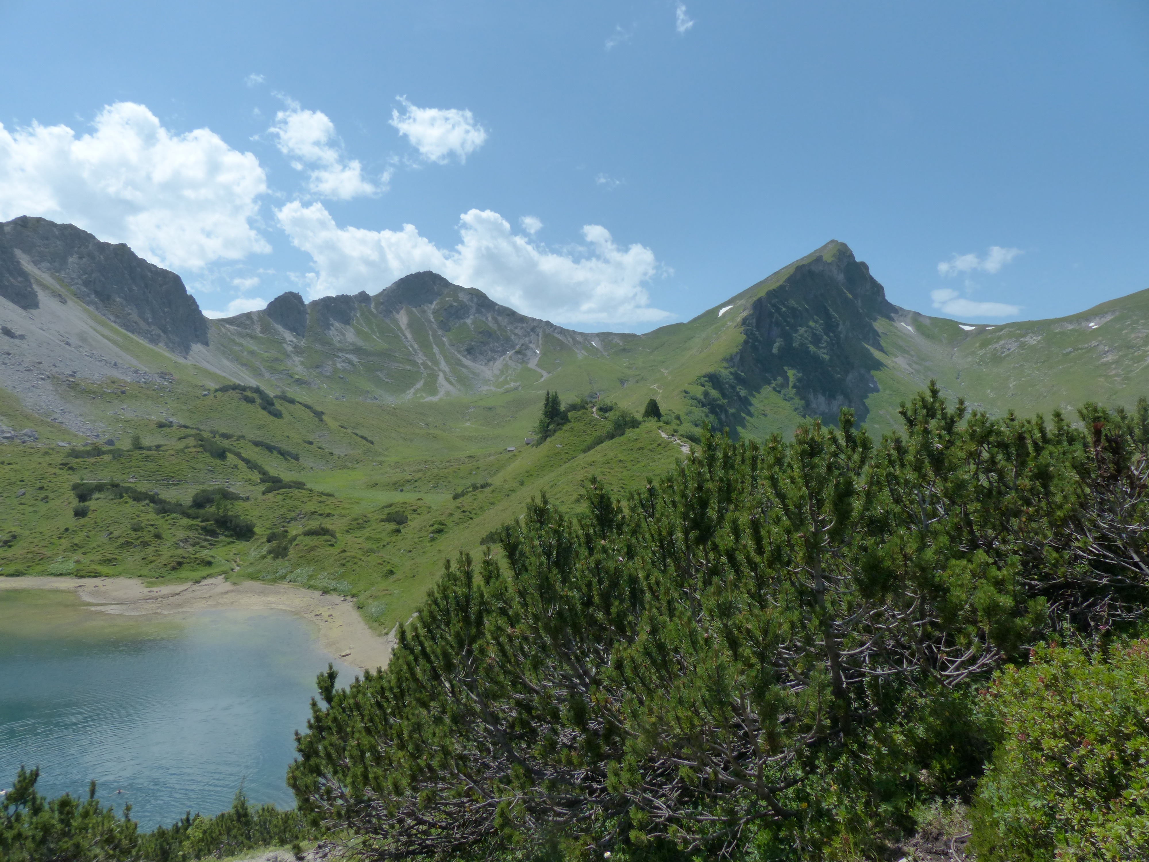 tree, red lace, hiking, saalfeld höhenweg, environment, trail, crystal clear, clear, austria, cloud - sky, pool, nature, mountain, lake, hike, water, tyrol, HD Wallpaper