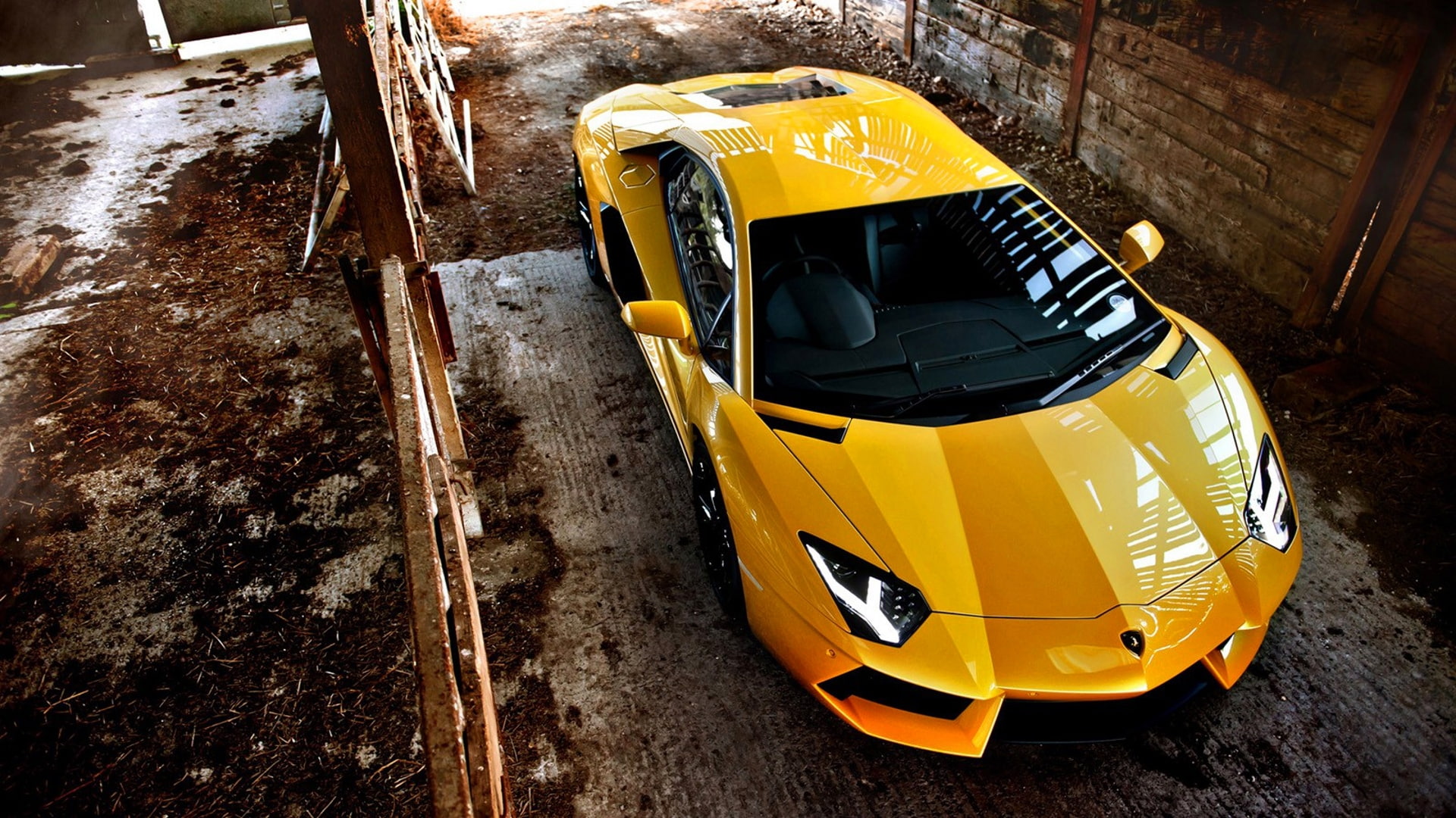 sport, yellow., lamborghini, aventador, Kar, 1080P, machine, HD Wallpaper
