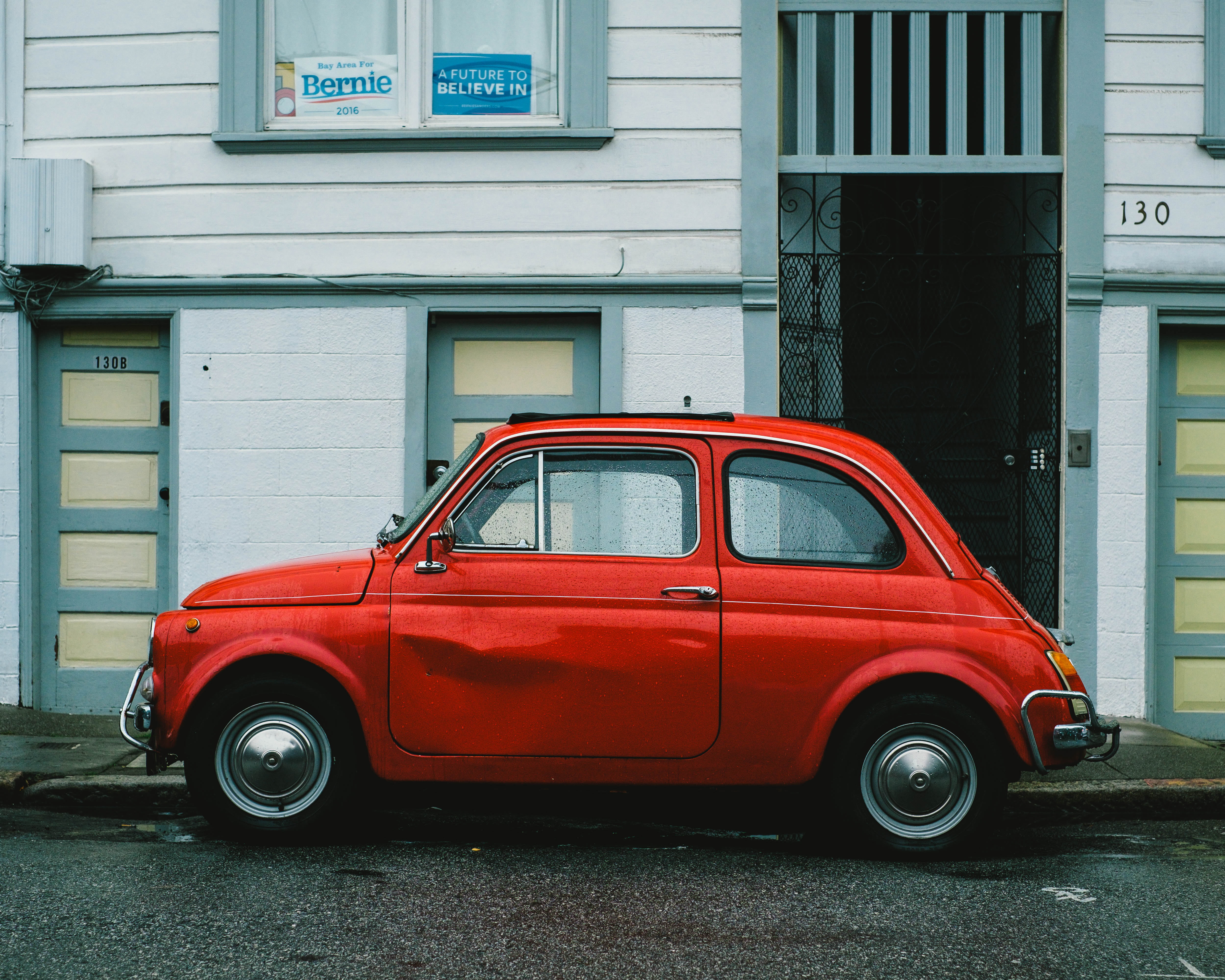 old-fashioned, architecture, classic, red, outdoors, door, obsolete, building, hatchback, building exterior, city, retro Styled, street, travel, roadside, HD Wallpaper