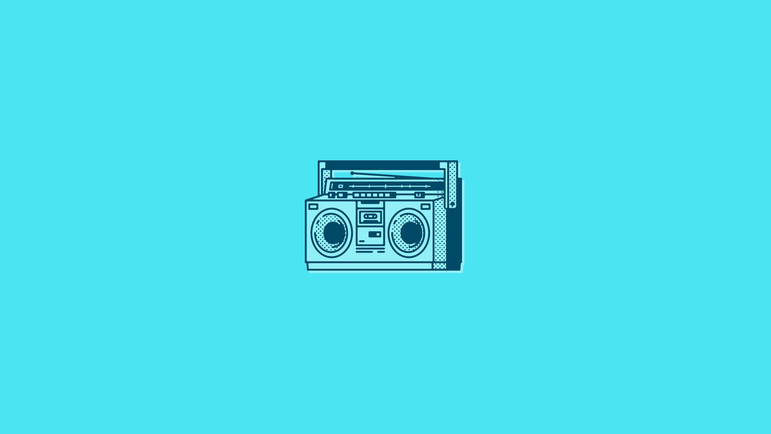 Radio, Speakers, Antenna, music, boombox, 2K, illustration, Blue Background, minimalism, Stereos, HD Wallpaper