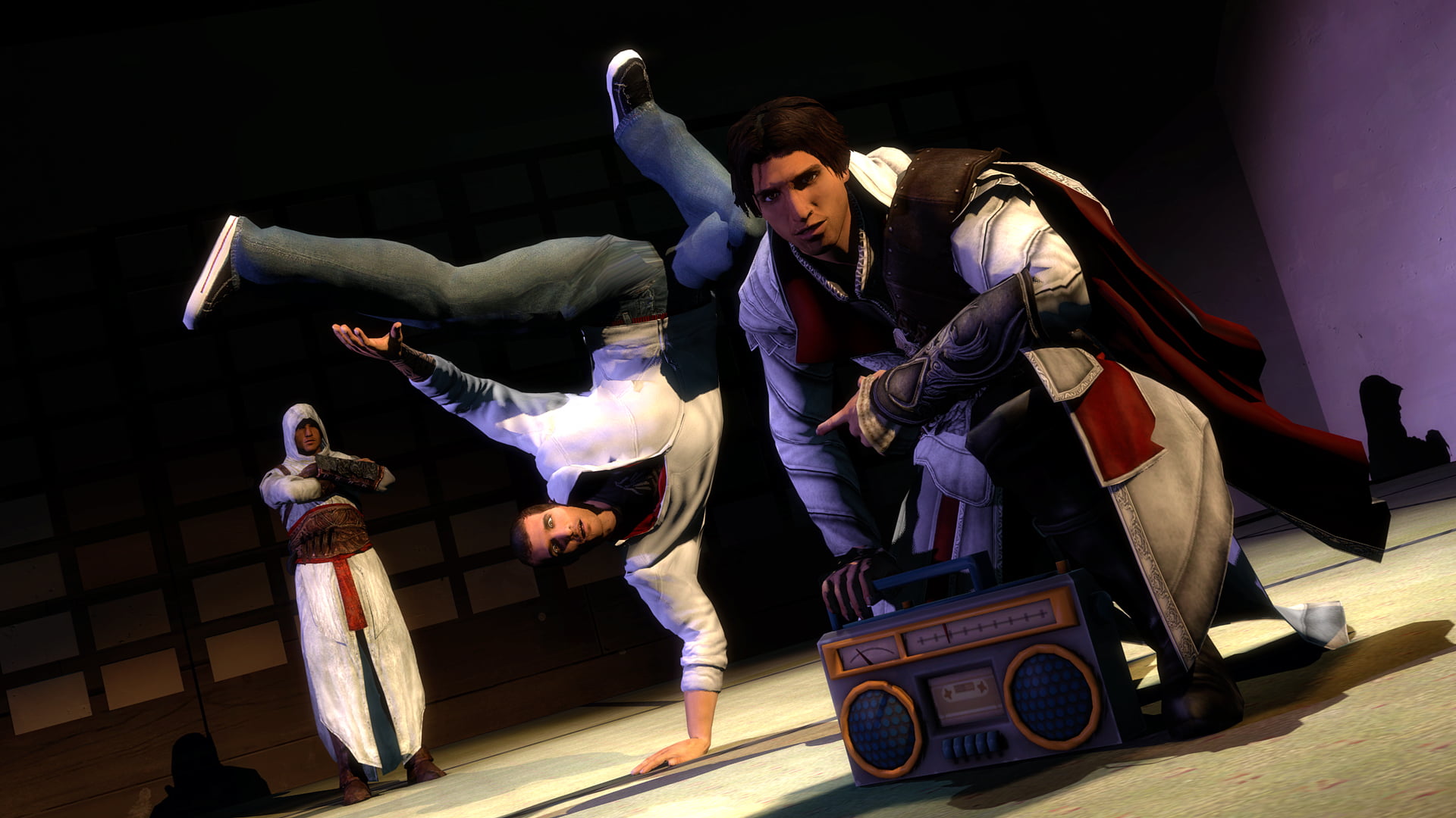 females, full length, young Adult, casual clothing, caucasian Ethnicity, women, boombox, males, leisure activity, balance, Assassins Creed, group of people, HD Wallpaper