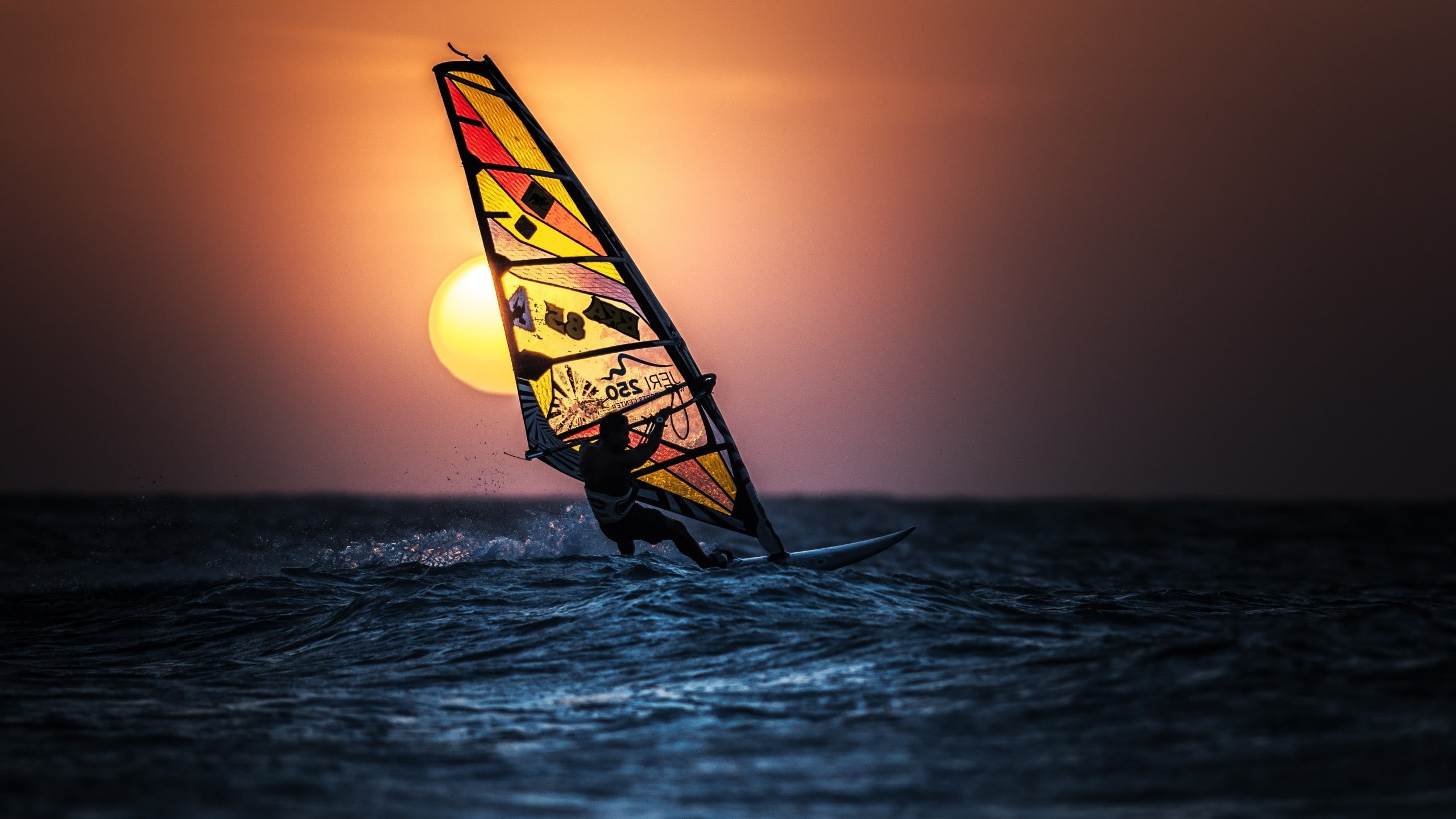 sea, races, sport, Sun, windsurfing, 2K, HD Wallpaper