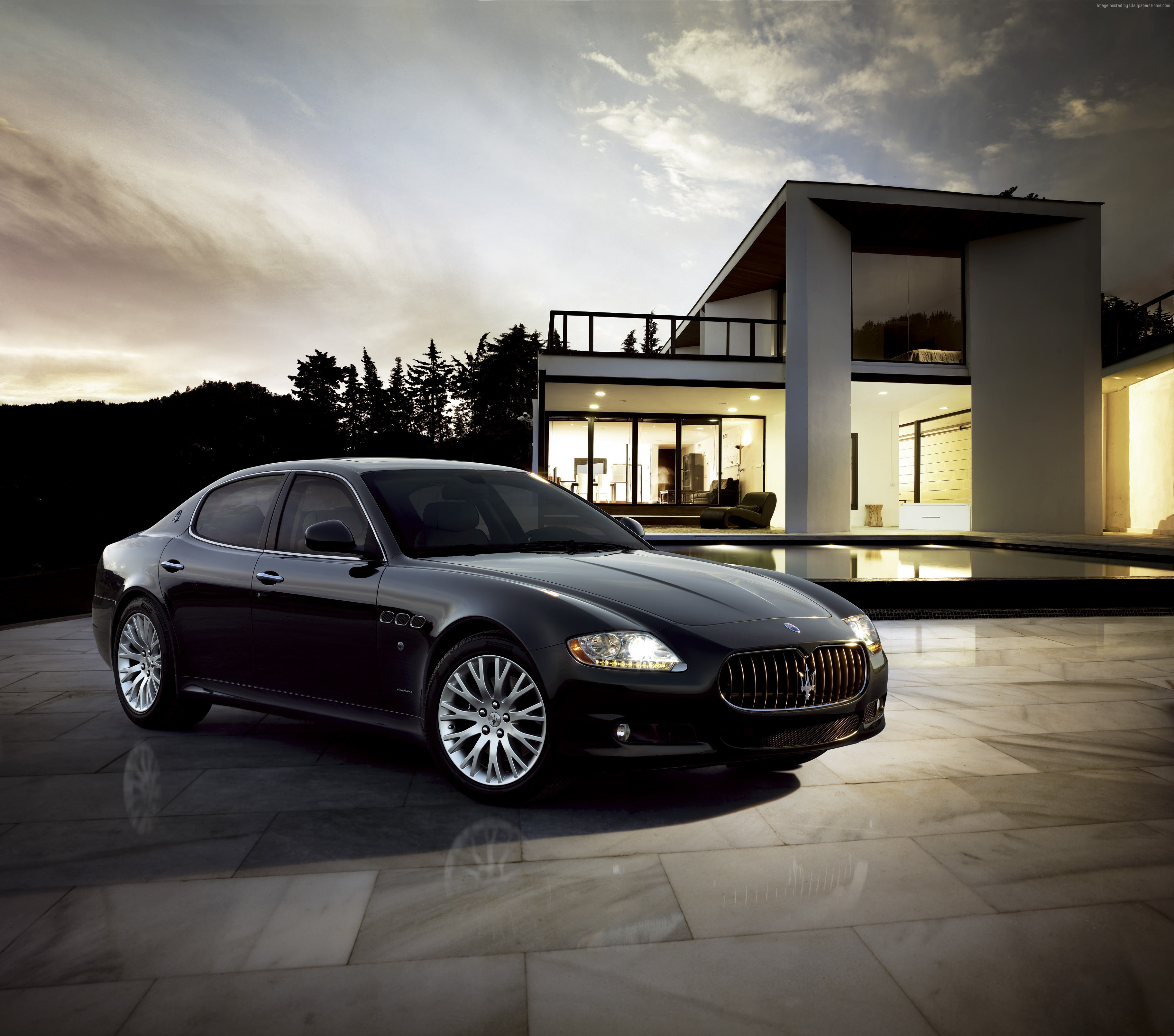 2K, test drive, supercar, black, luxury cars, review, Maserati Quattroporte, front, sports car, HD Wallpaper