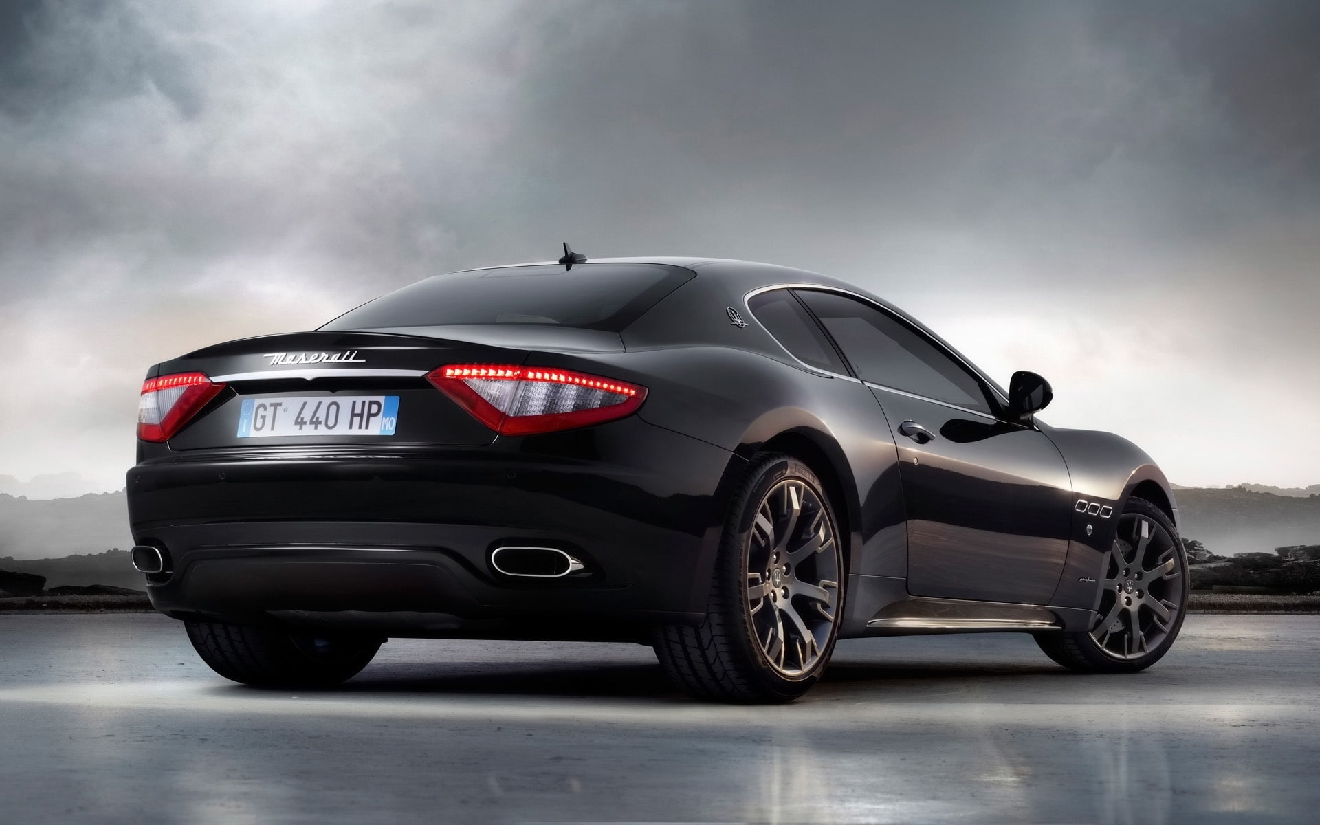 turismo, angle, maserati, Maserati GranTurismo, gran, s, coupe, 1080P, rear, black, HD Wallpaper