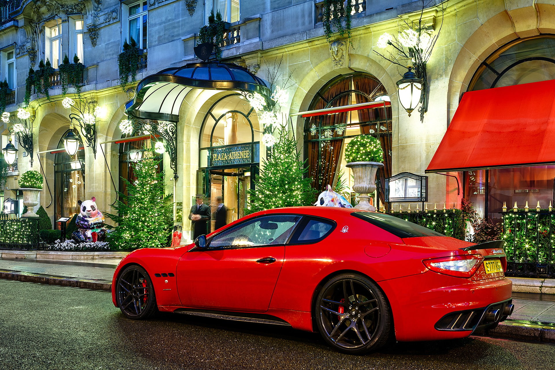 Night, Red, novitec, 1080P, granturismo, Maserati, building, HD Wallpaper