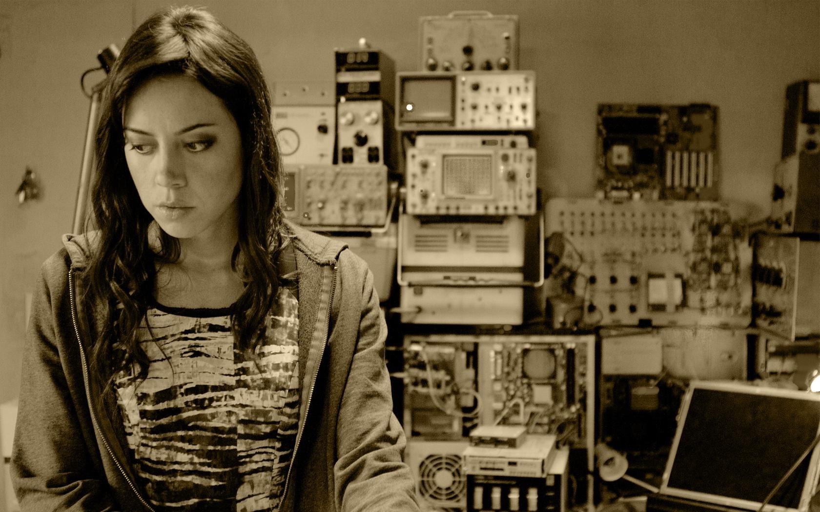sepia, model, 720P, Aubrey Plaza, women, HD Wallpaper