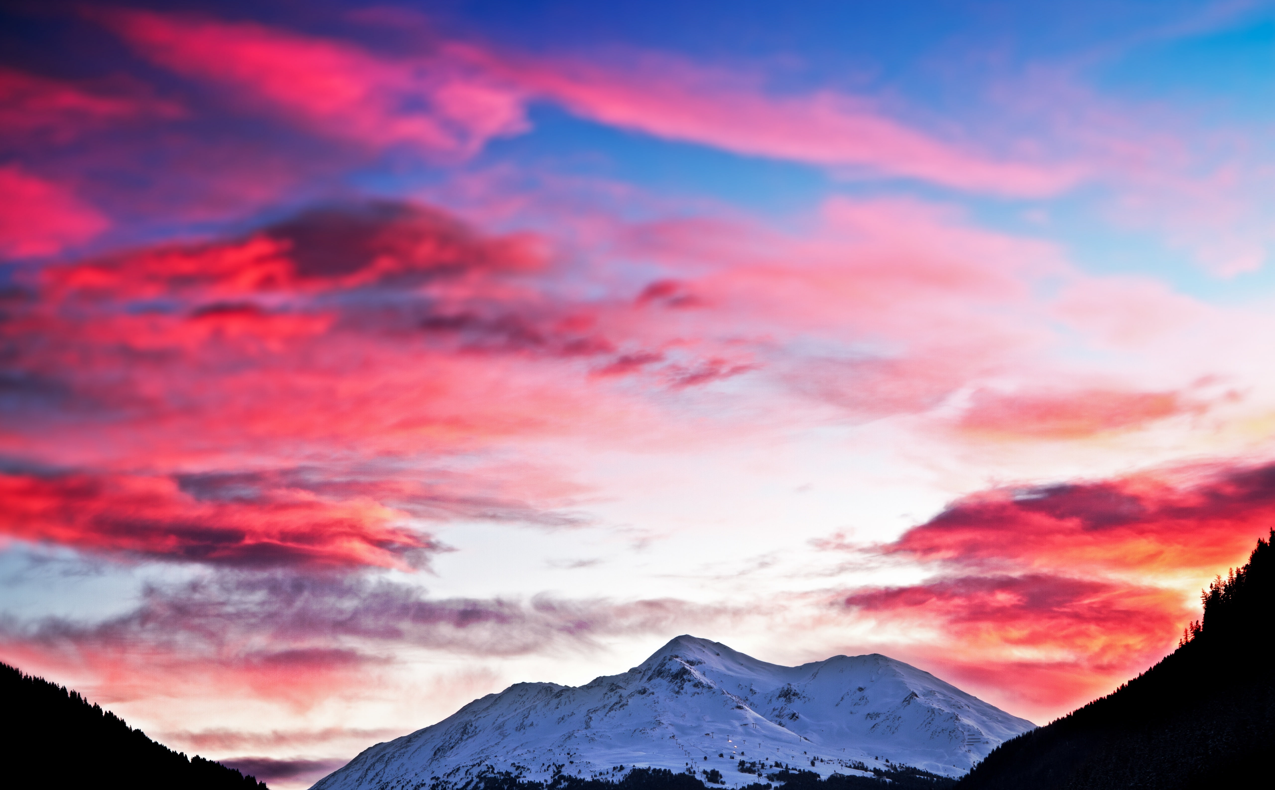 Sunrise, sonnenuntergang, scenics - nature, Europe, winter, outdoors, martina, berge, Switzerland, sky, himmel, mountain range, orange color, no people, HD Wallpaper