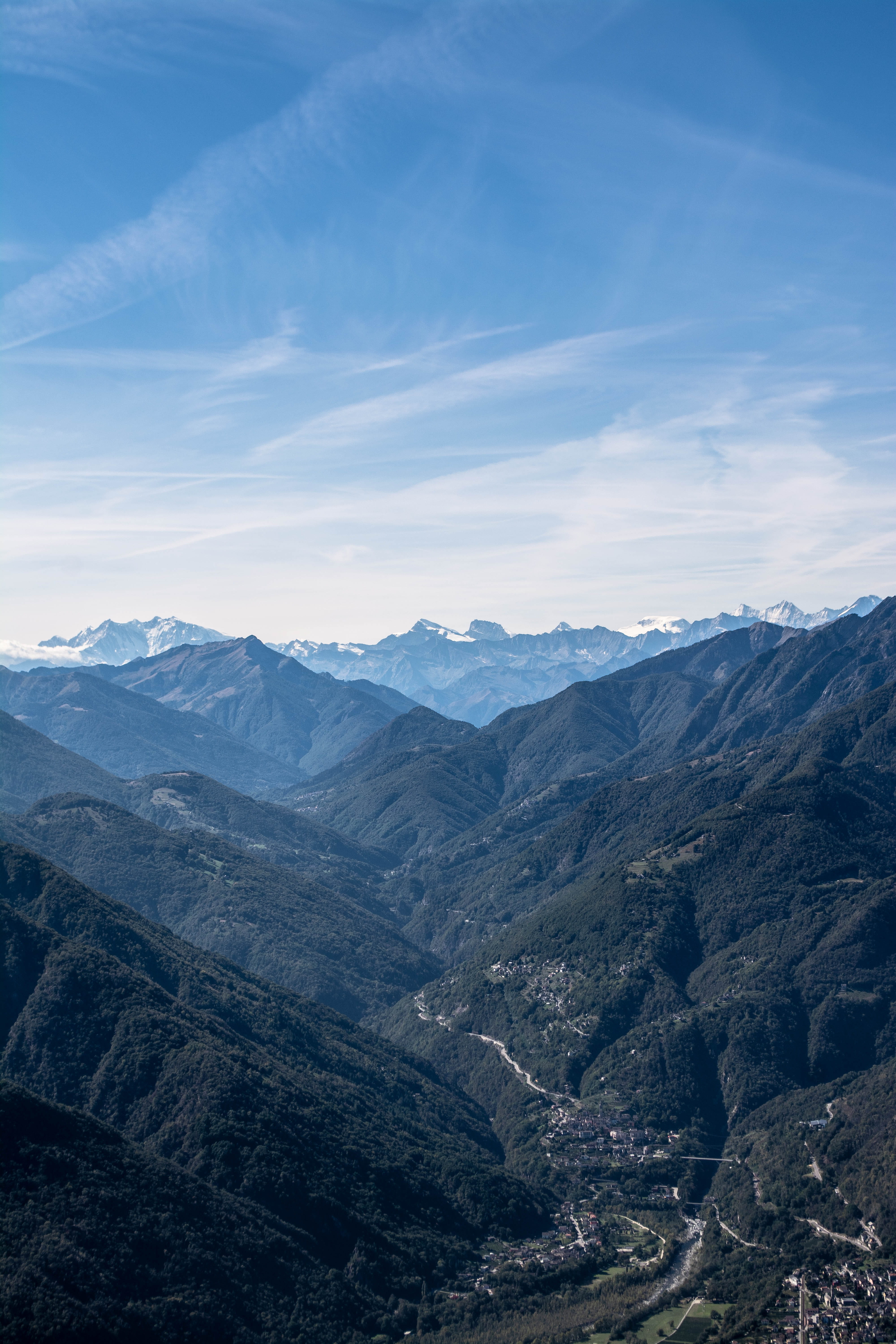 landscape, peak, Dorf, slope, mountain, City, Village, day, Strasse, Tessin, environment, cloud - sky, Schnee, tranquility, valley, Snow, scenics - nature, Phone HD Wallpaper