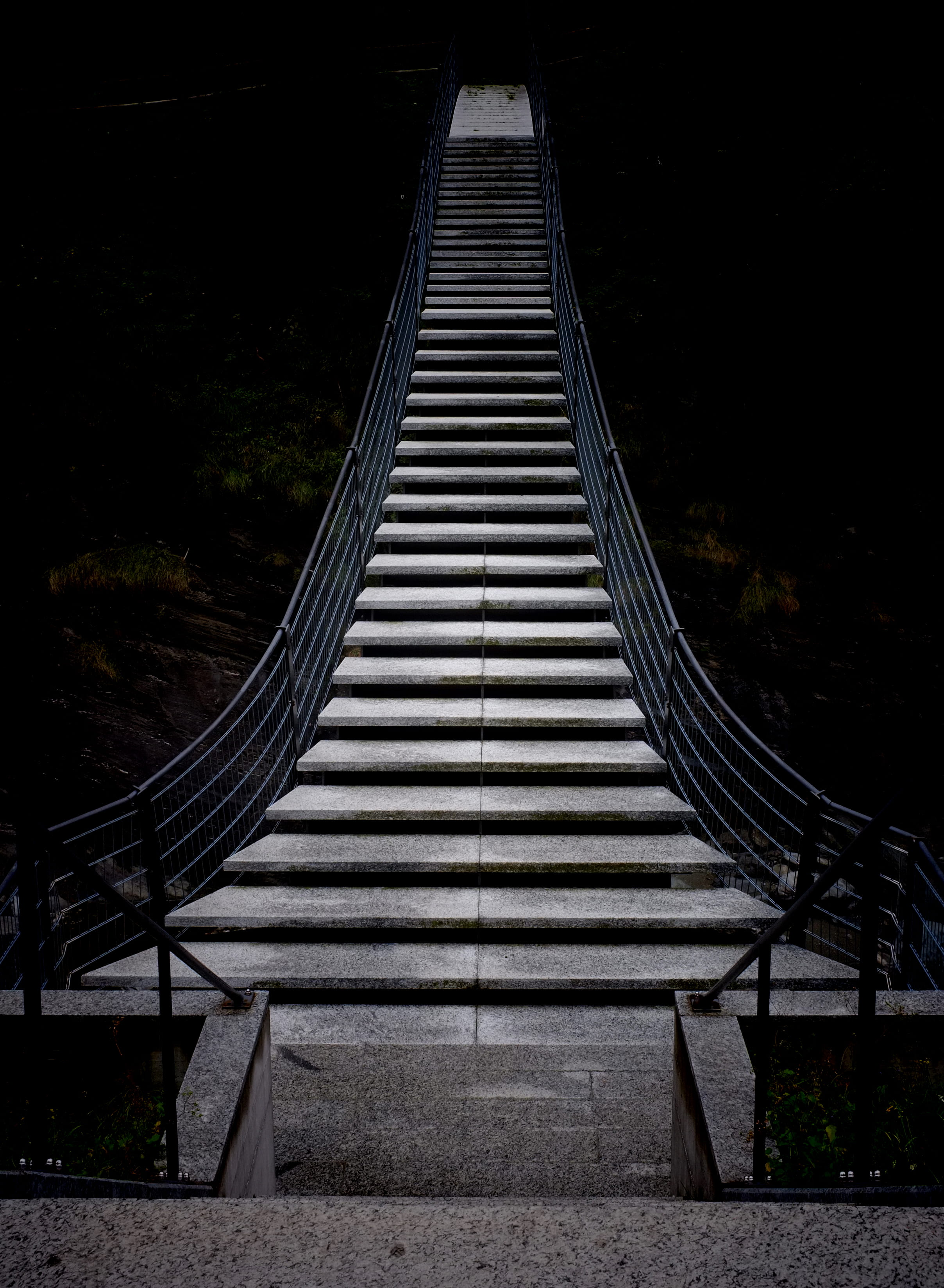 the way forward, empty, connection, tree, day, pattern, bridge, steel, outdoors, metal, direction, low angle view, no people, simplon dorf, long, diminishing perspective, Phone HD Wallpaper