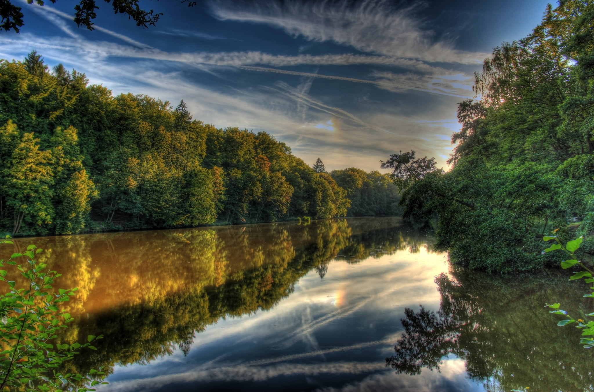 cloud - Sky, beauty In Nature, tree, day, outdoors, tranquil Scene, germany, no People, surrounding, nature, morning, sunlight, water, 1080P, green Color, HD Wallpaper