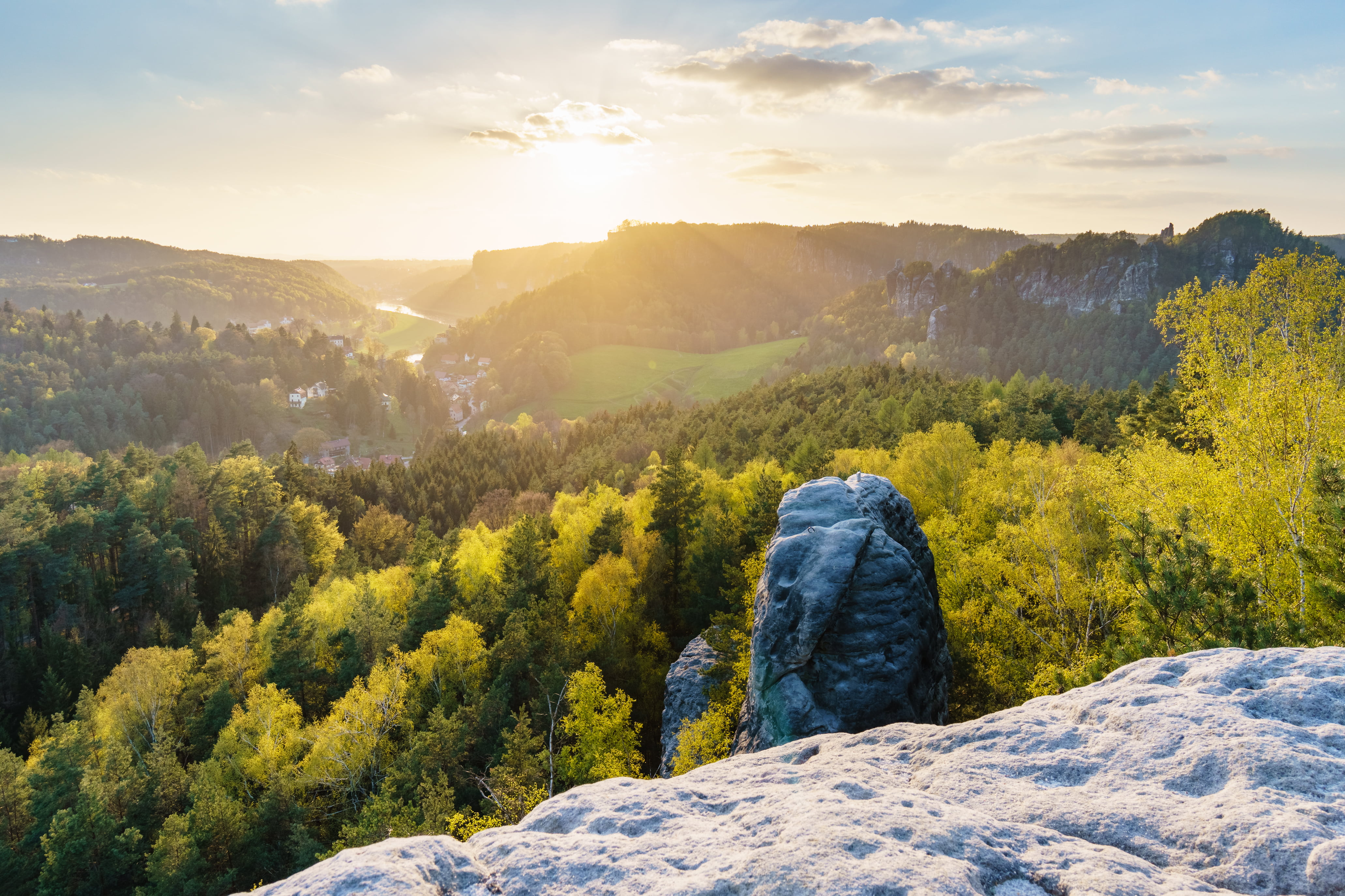 Sächsische-Schweiz, Elbsandsteingebirge, Explore, scenics, Landscape, Sony  a6000, Spring, rock mountain, sky, forest, Trees, near, Deutschland, summer, HD Wallpaper