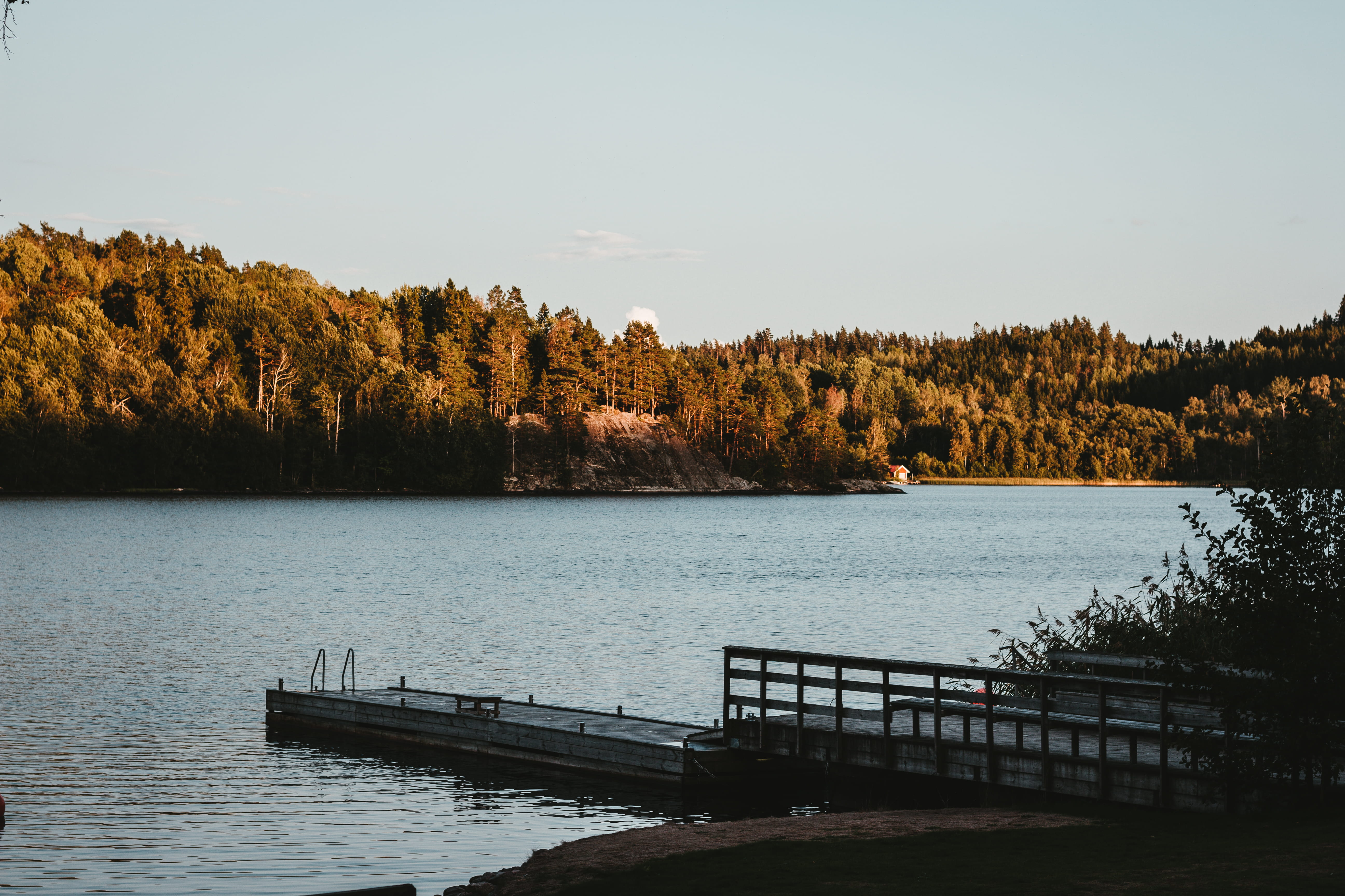 no people, sweden, scenics - nature, change, pier, steg, transportation, plant, lake, rack, woods, bäume, water, outdoor, landscape, tranquility, tranquil scene, HD Wallpaper