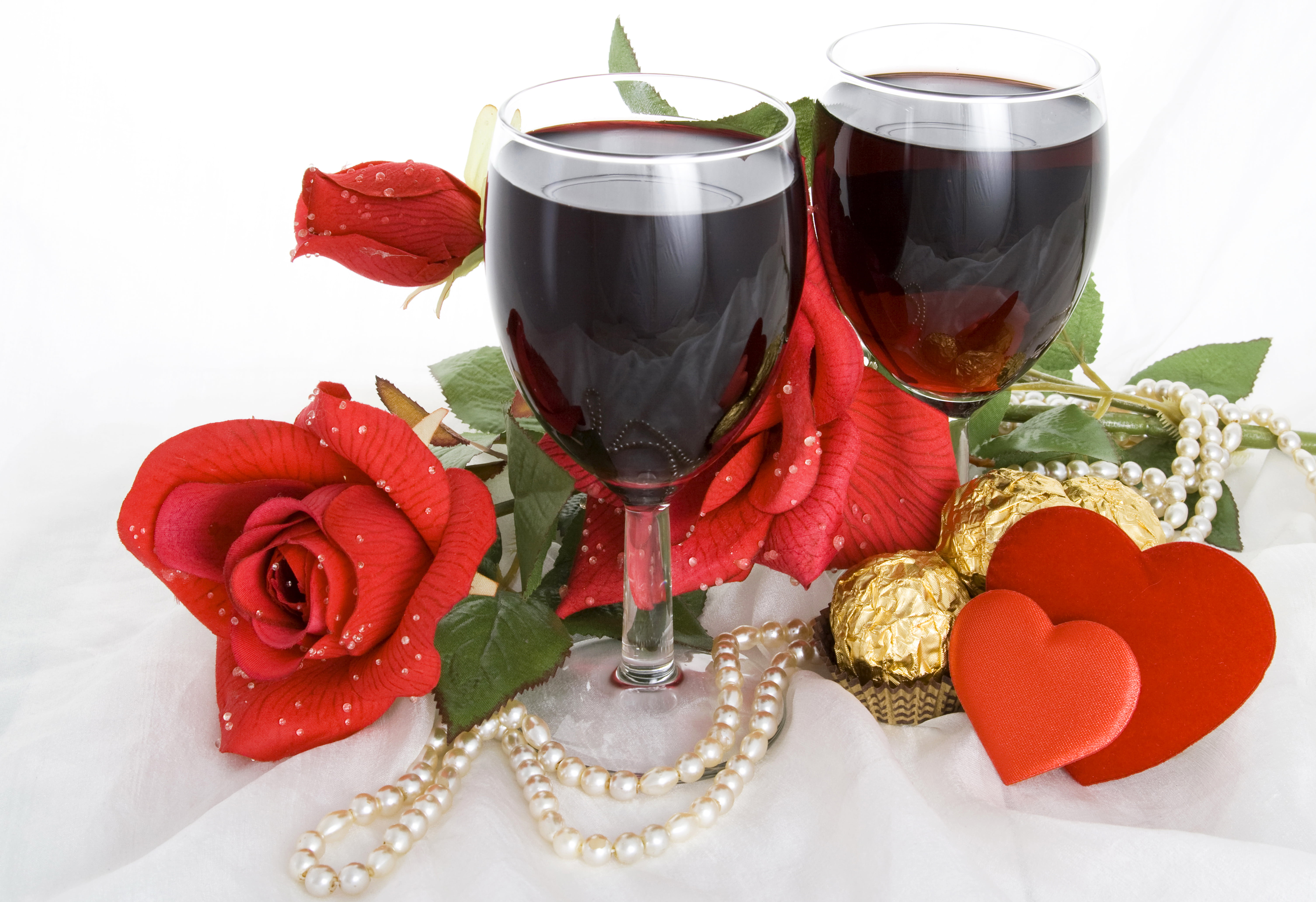 anniversary, indoors, two, rose - Flower, ribbon, studio shot, valentines Day - Holiday, food, Valentine`s day, alcohol, holiday, pearl jewelry, roses, HD Wallpaper