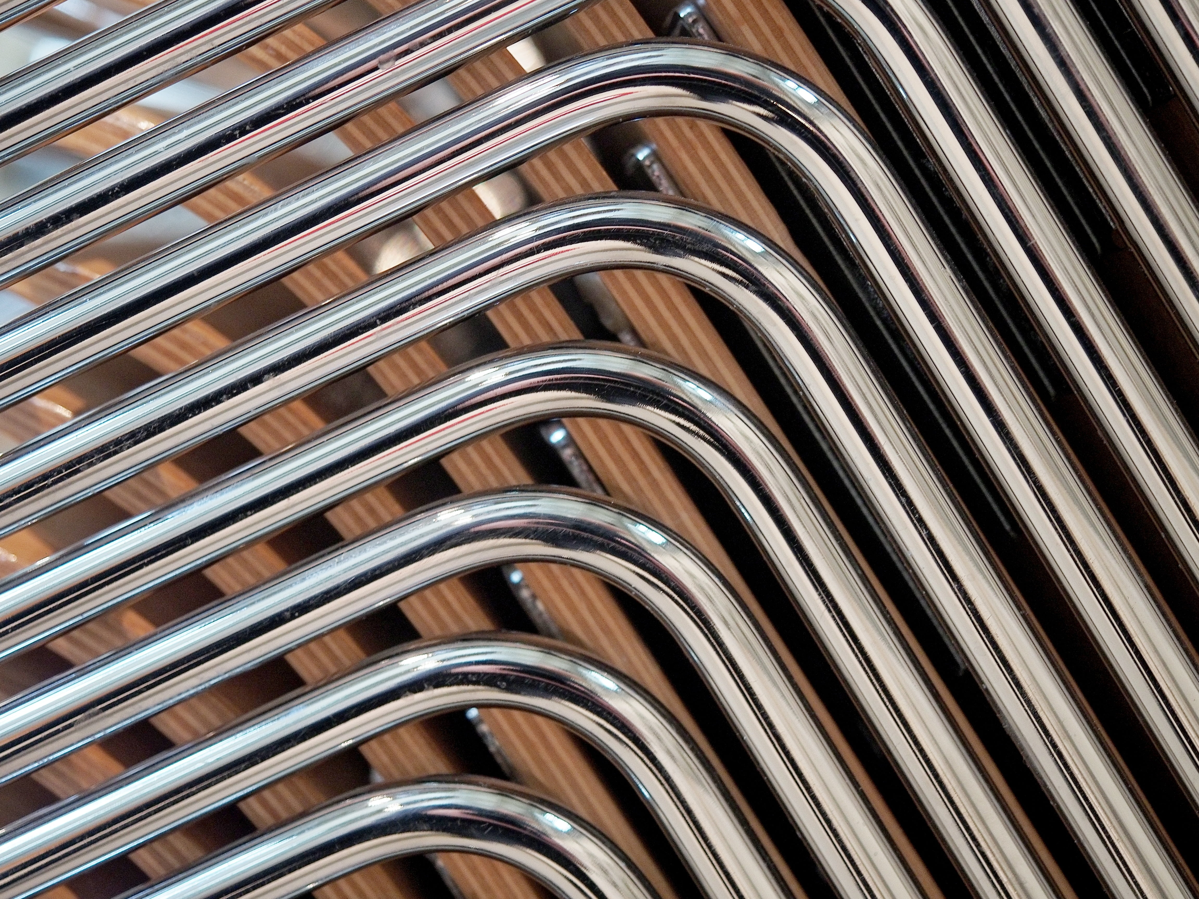 side by side, silver, textured, form, shape, bend, backgrounds, modern, design, arrangement, stacked, brown, parallel, large group of objects, full frame, HD Wallpaper