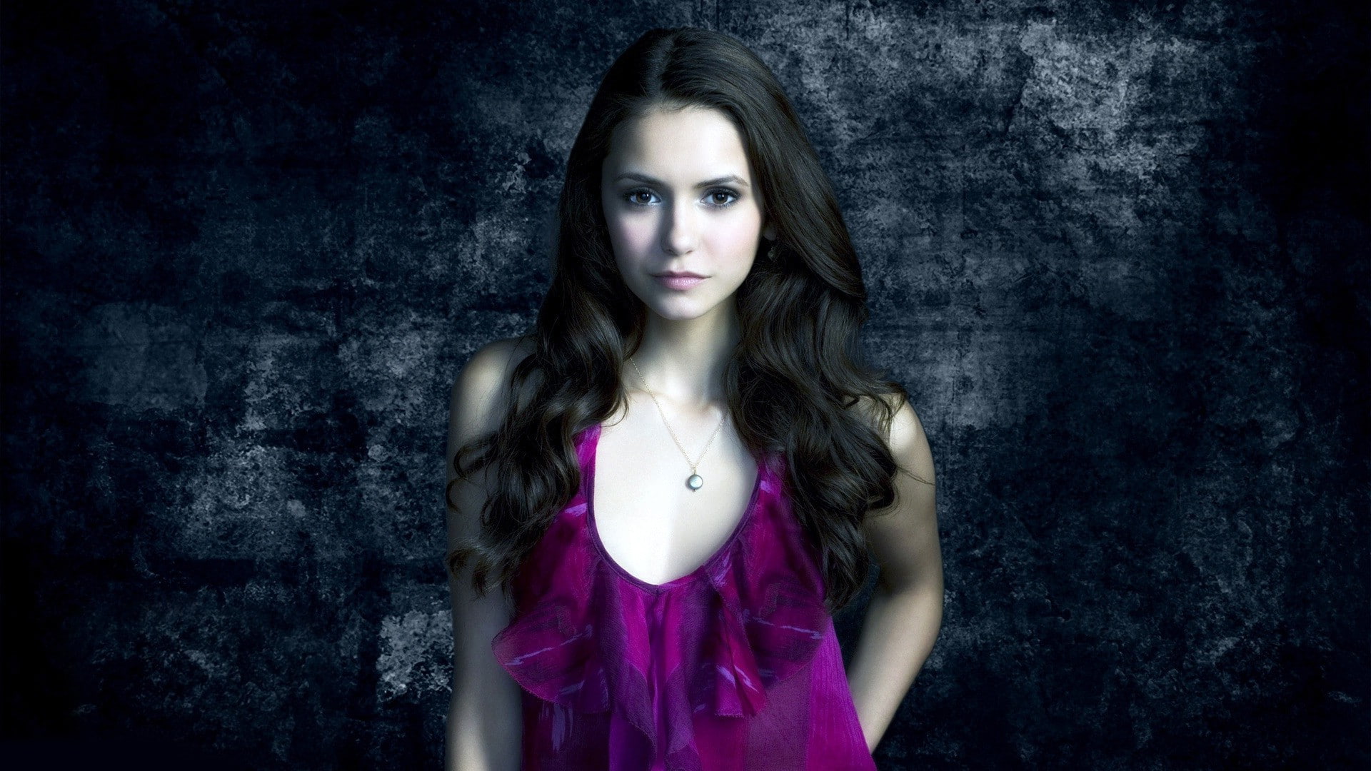 confidence, long hair, Nina Dobrev, beautiful woman, hairstyle, hair, studio shot, young women, standing, front view, one person, women, black background, HD Wallpaper