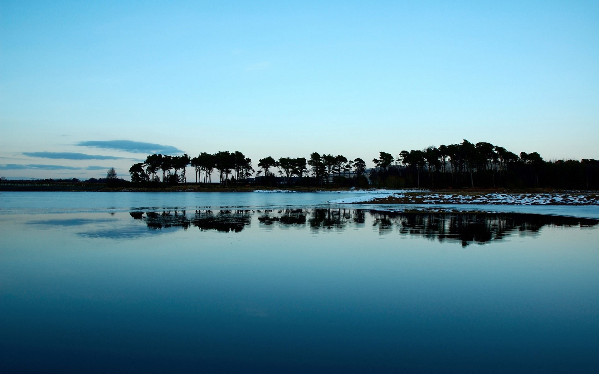 background, water, partially, lake, landscape, night, 1080P, frozen, HD Wallpaper
