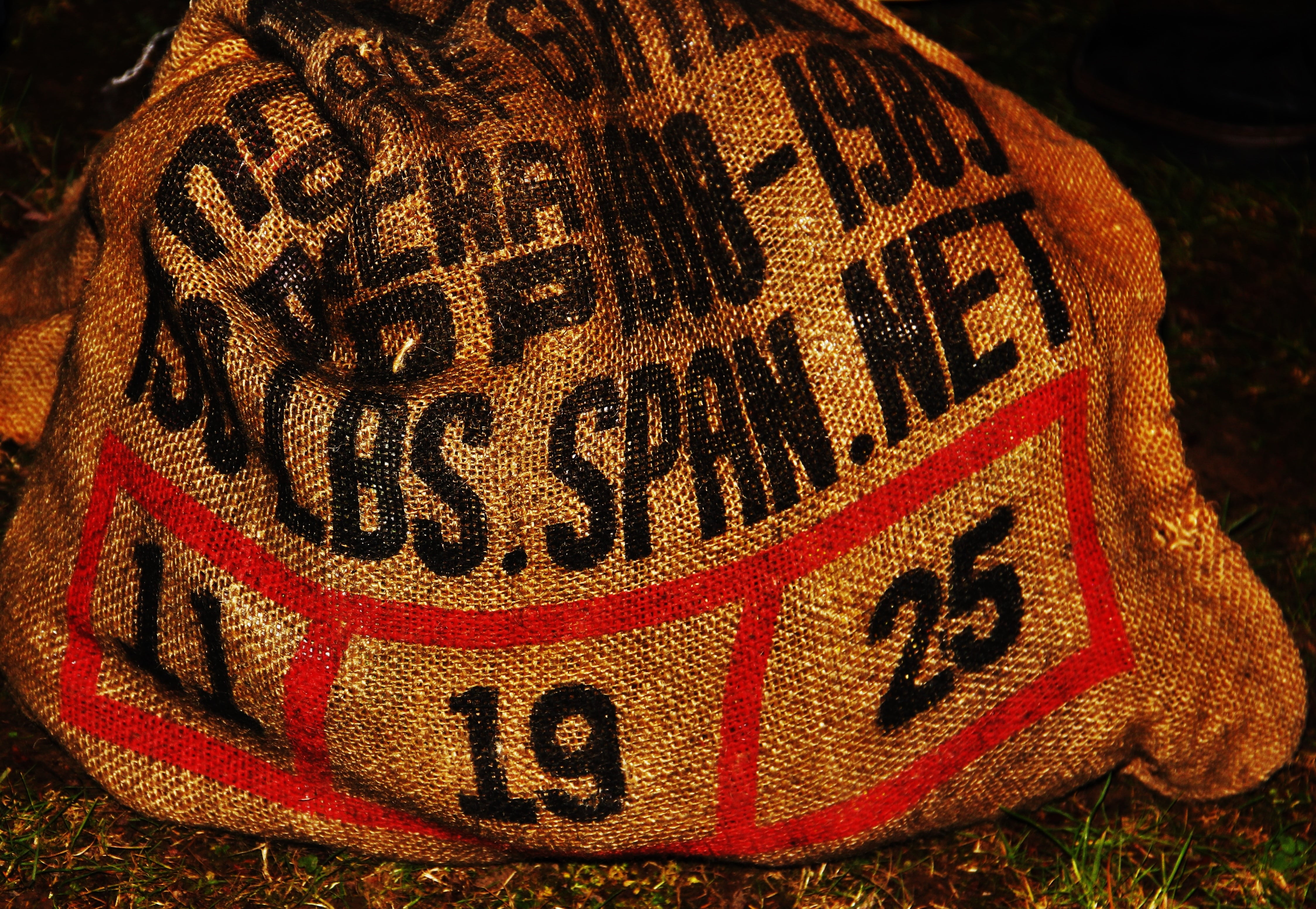 orange color, christmas present, hat, christmas eve, creativity, craft, text, 4K, gifts, section, indoors, bag of christmas gifts, jute bag, communication, HD Wallpaper