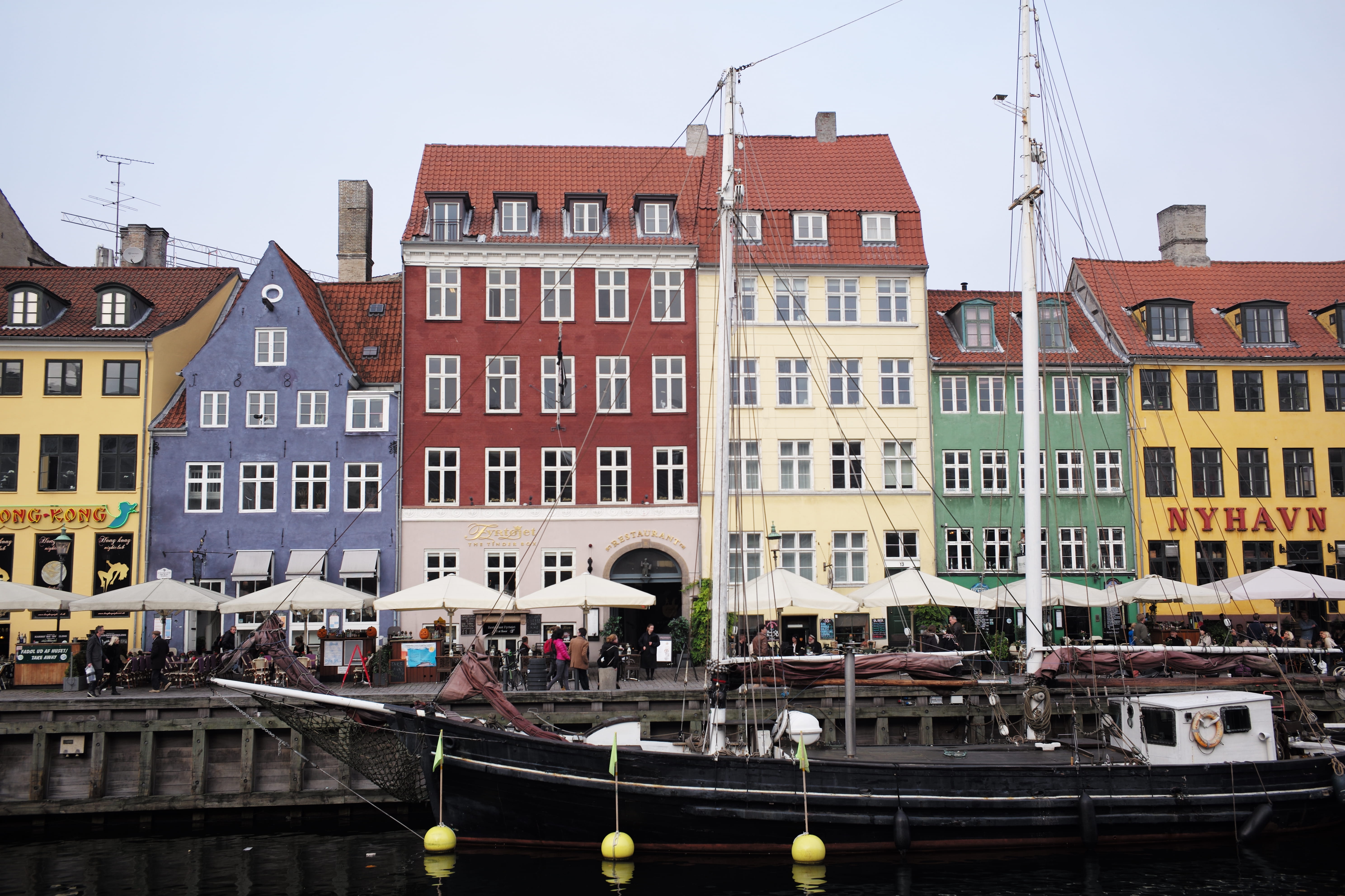 nyhavn, nautical vessel, outdoors, travel destinations, nature, copenhagen, sailboat, 5K, building, canal, waterfront, denmark, no people, water, moored, HD Wallpaper
