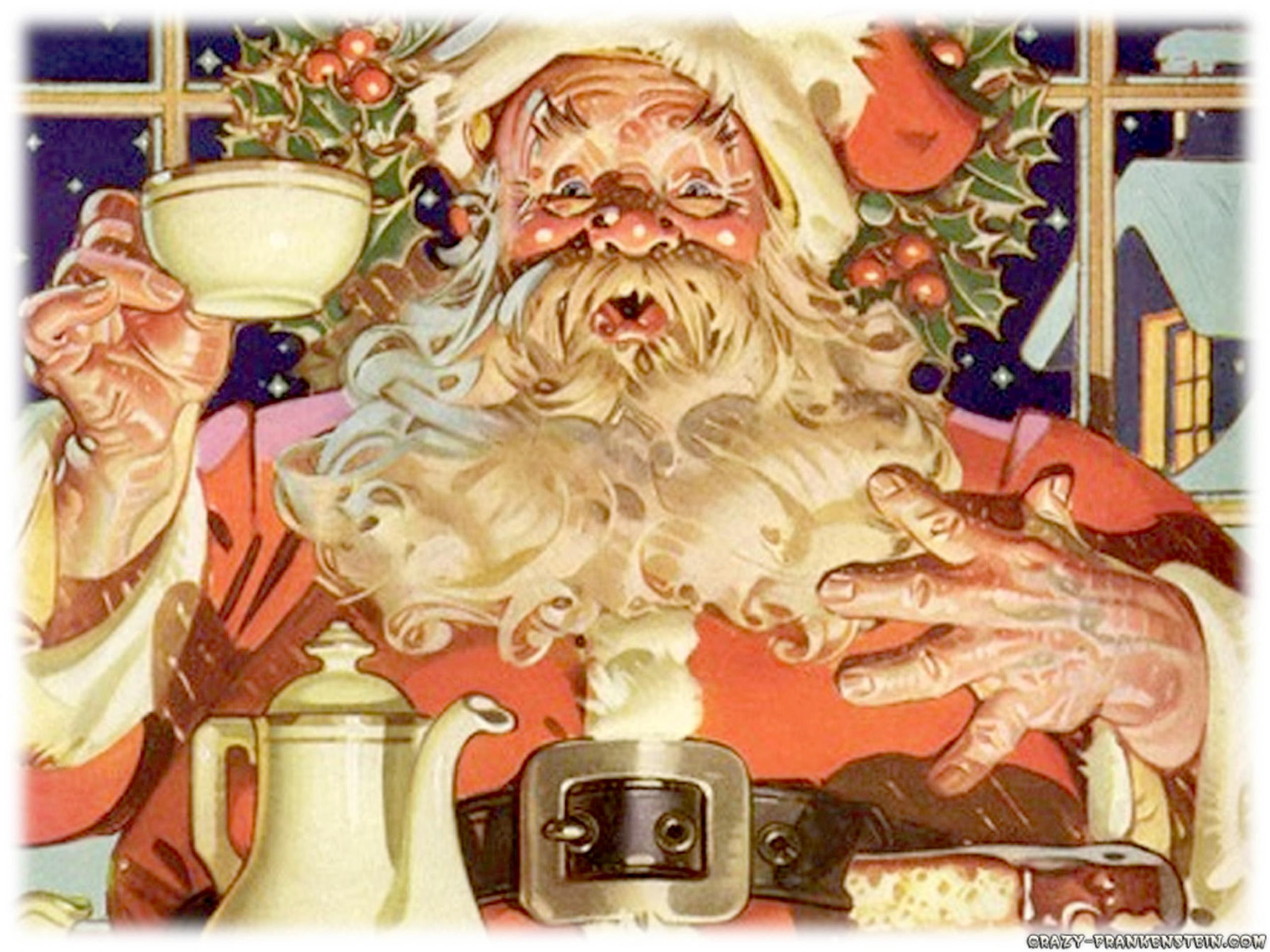 santa, 2K, caught, 3d and abstract, gets, late, christmas eve, HD Wallpaper